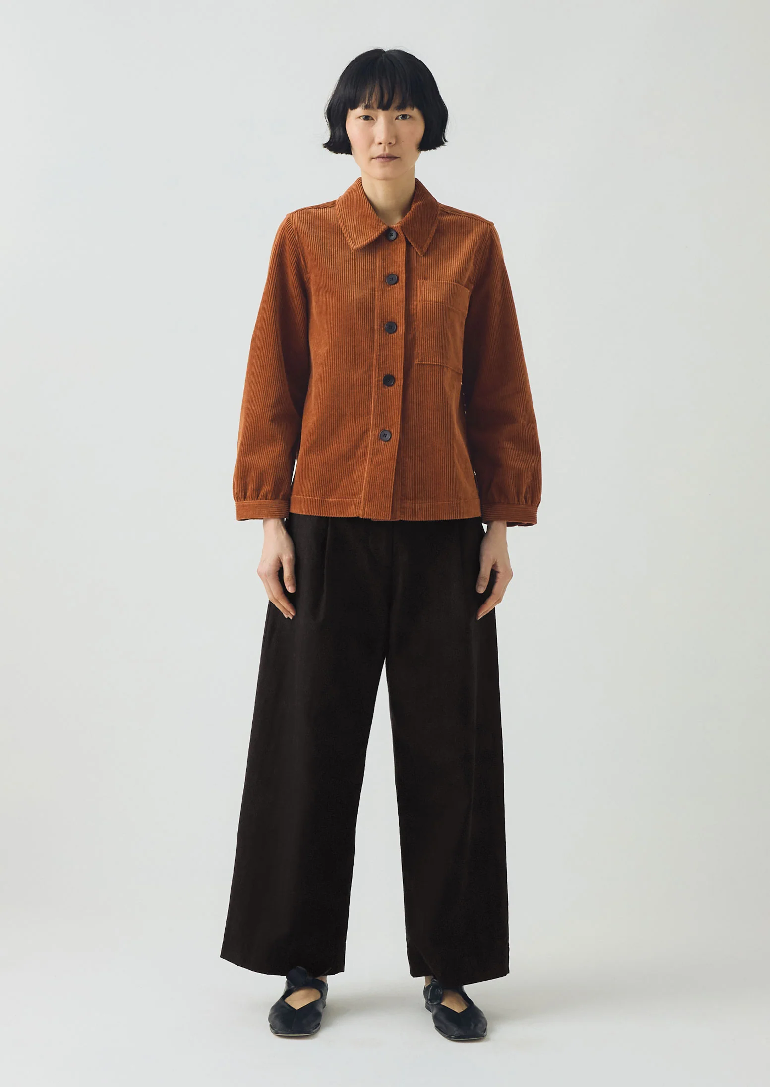 Baya Patch Pocket Organic Cord Shirt | Burnt Sienna - Image 4