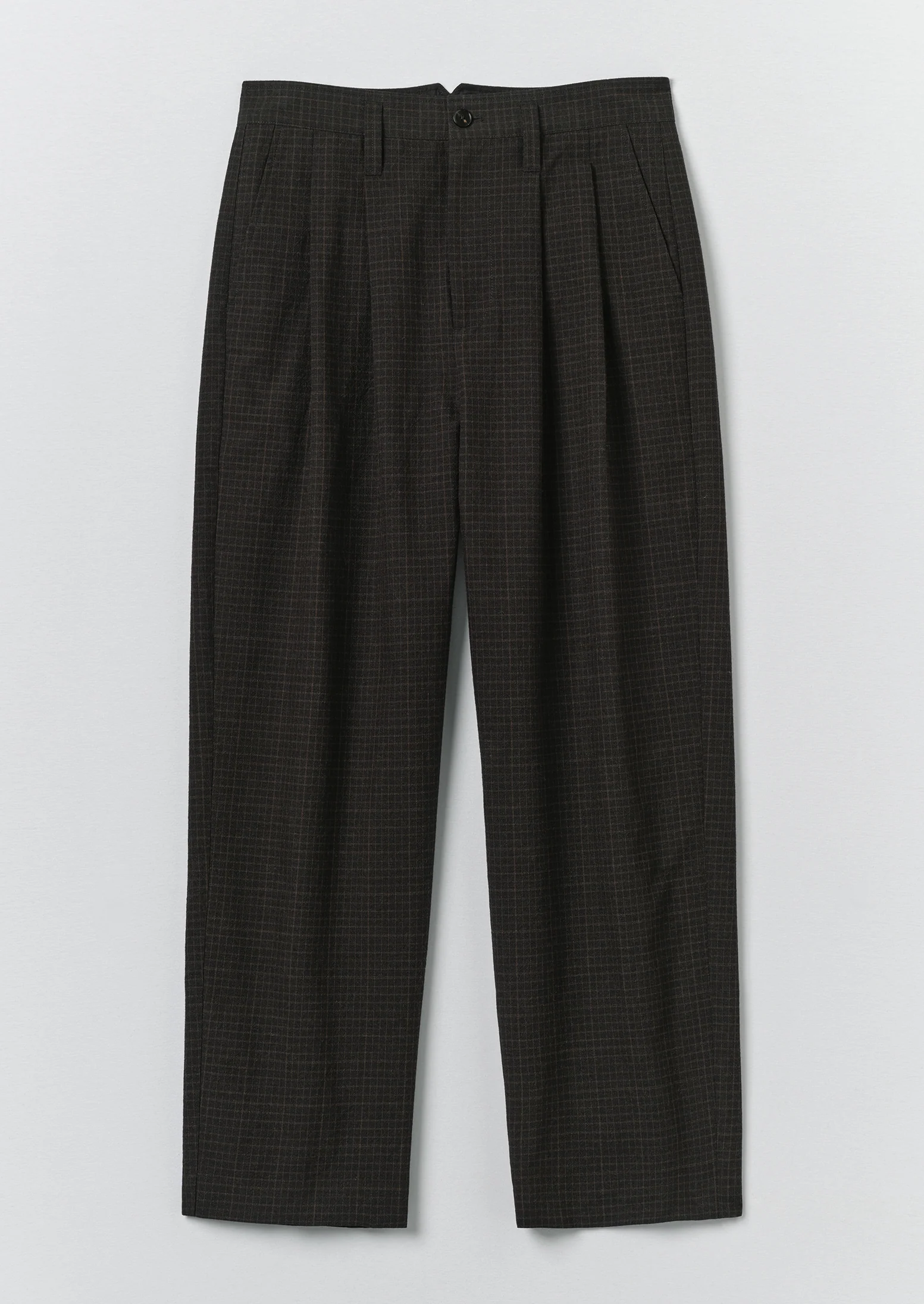 Bill Sketch Check Cotton Wool Trousers | Slate