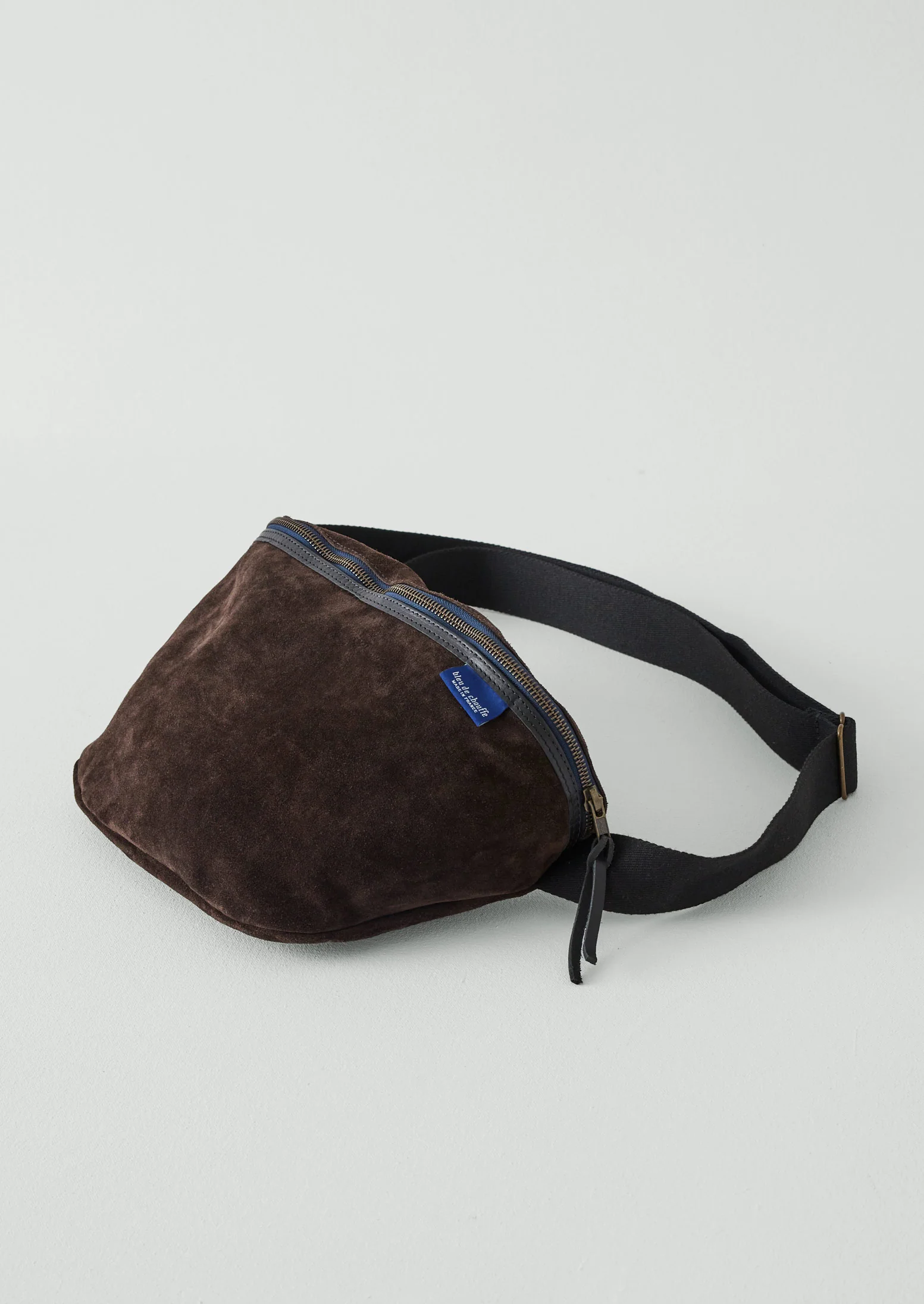 Bleu De Chauffe Large Suede Cross Body Bag | Dark Brown