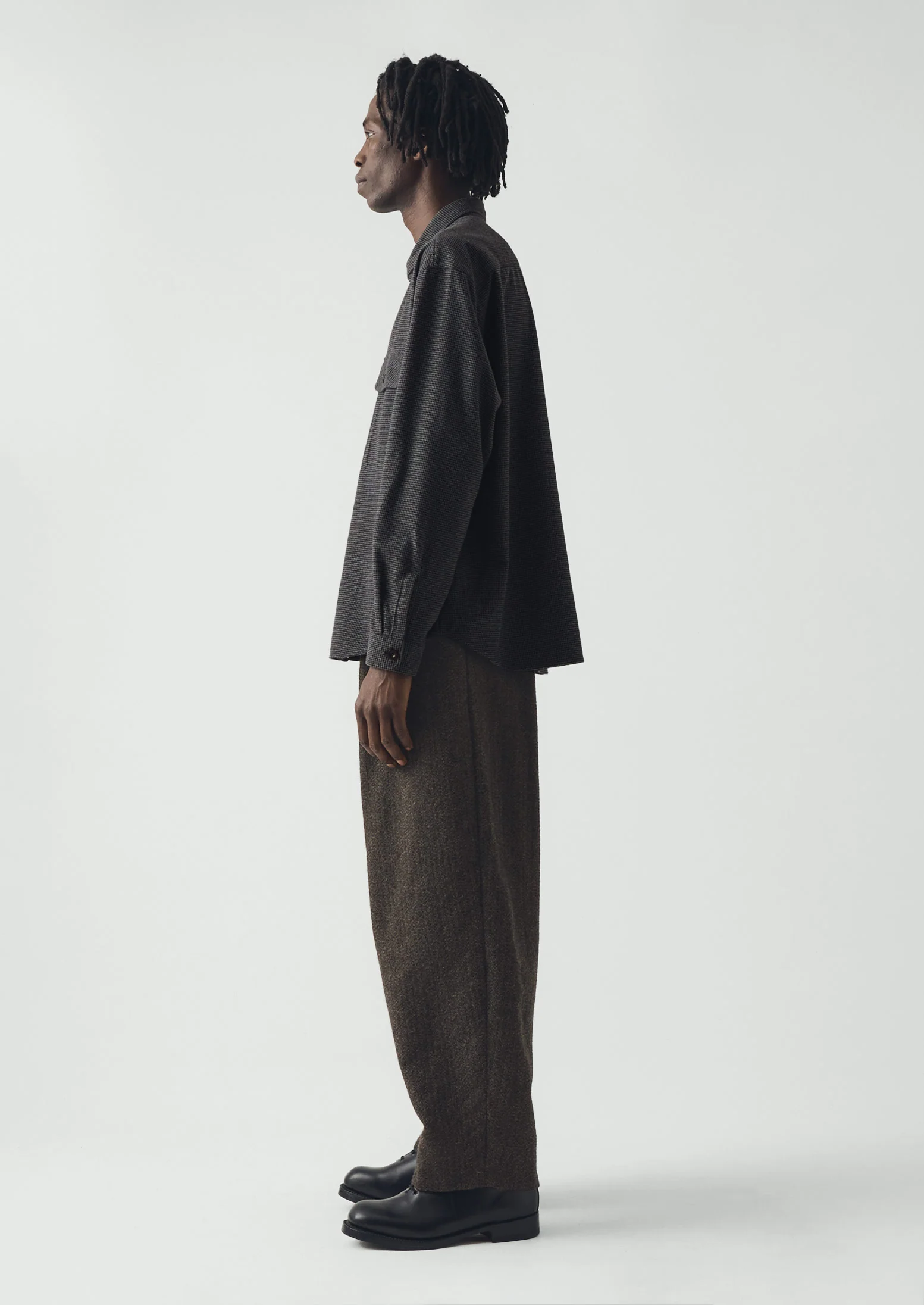 Brushed Cotton Workwear Shirt | Charcoal Grey - Image 8