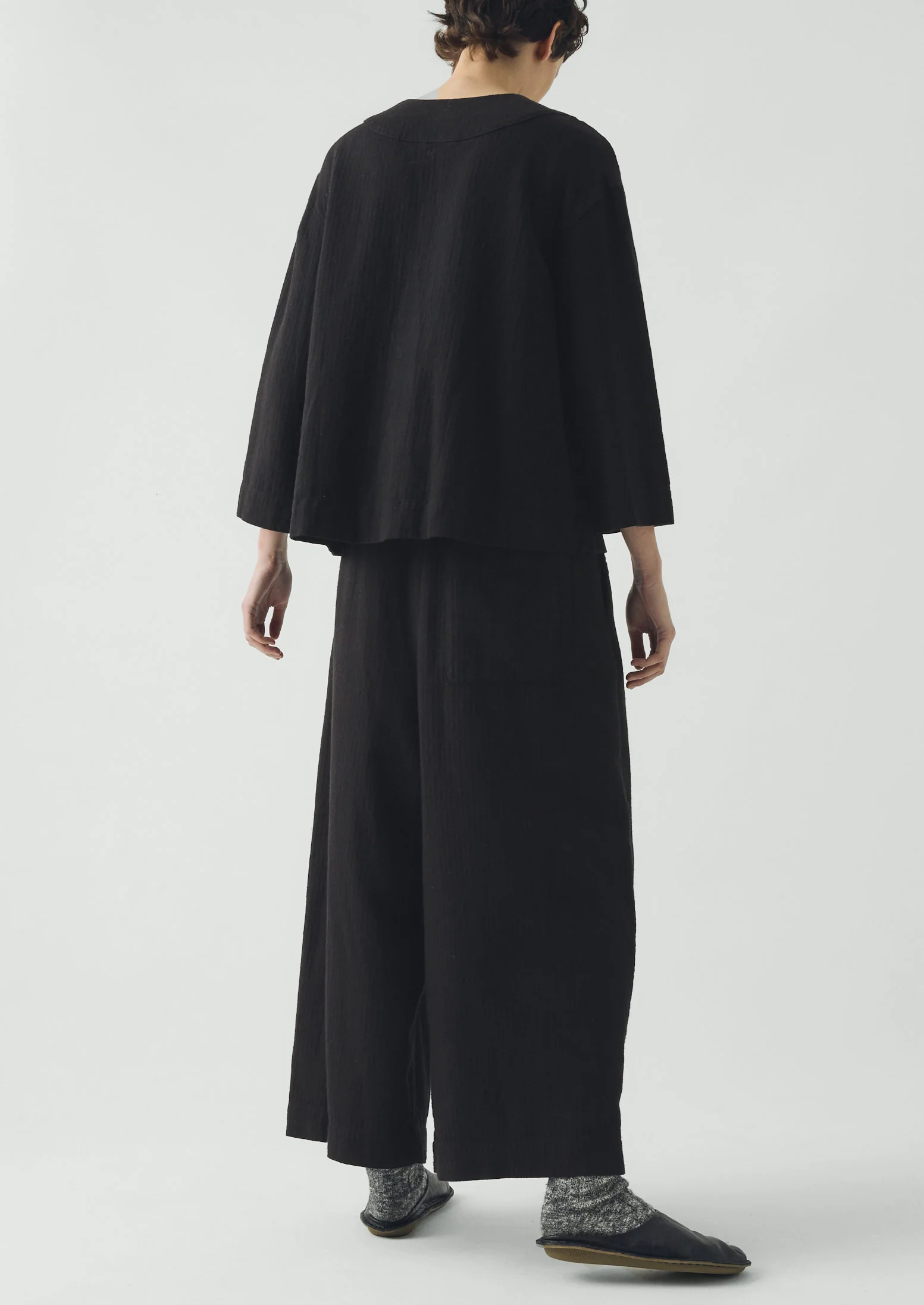 Brushed Linen Cotton Herringbone Top | Slate - Image 4