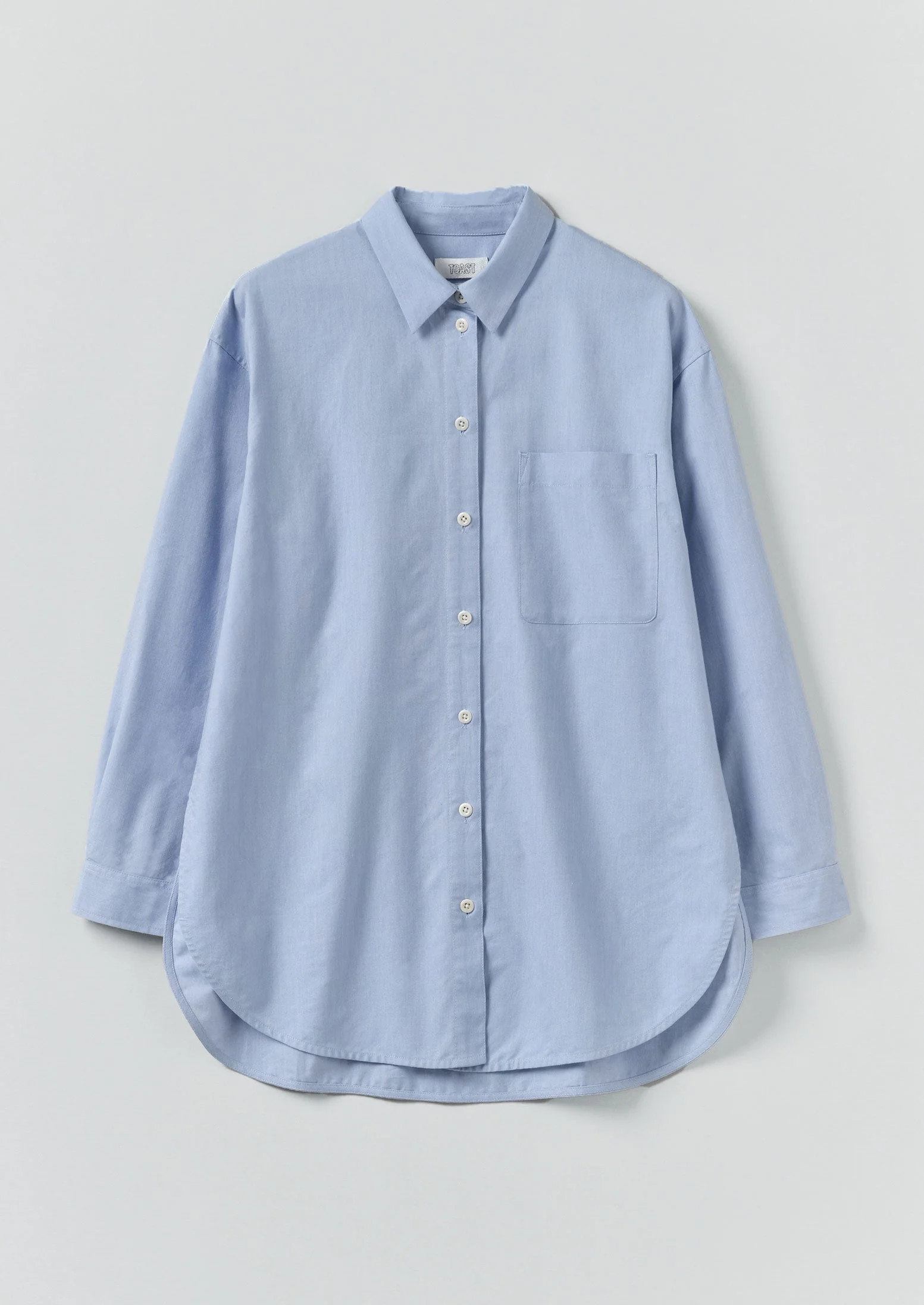 Cotton Oxford Oversized Long Shirt | Chambray Blue