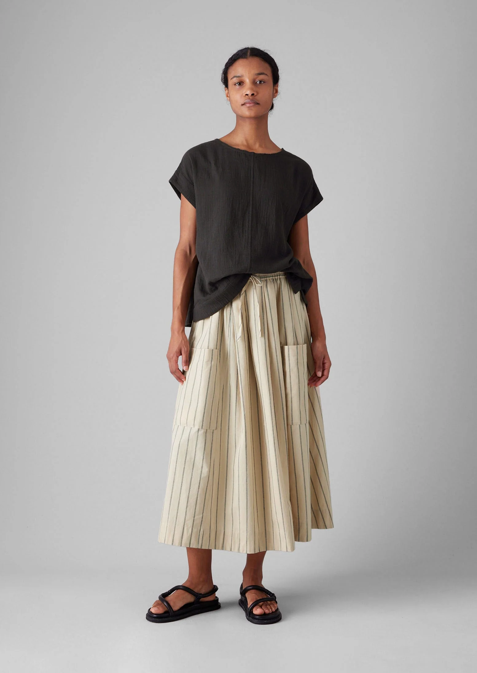 Crinkle Cotton Gauze Top | Black Pepper - Image 5