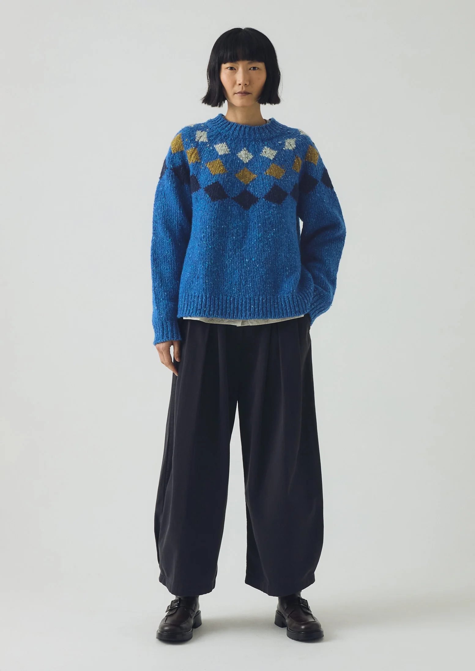 Donegal Diamond Yoke Sweater | Blue Multi - Image 2