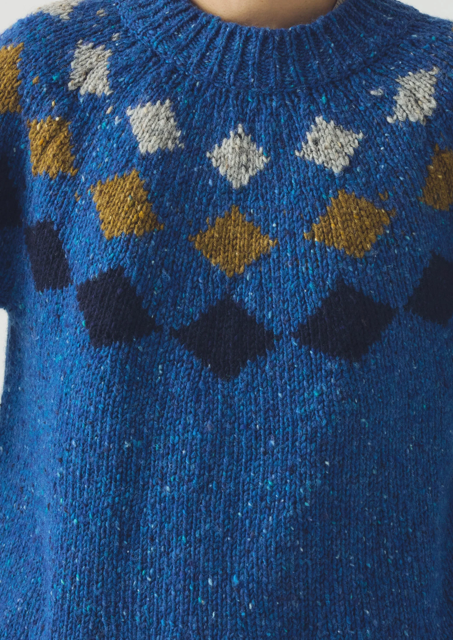 Donegal Diamond Yoke Sweater | Blue Multi - Image 4