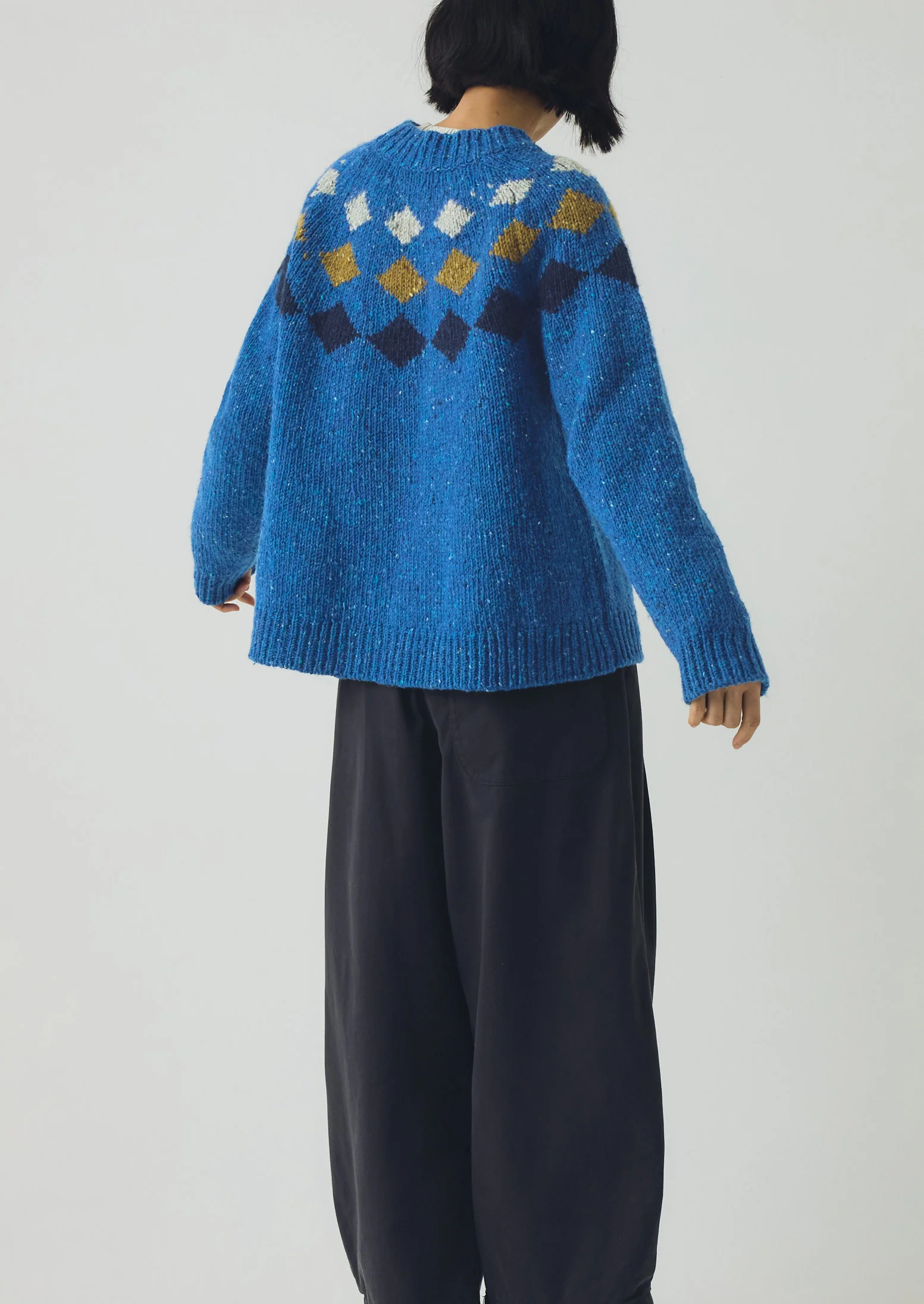 Donegal Diamond Yoke Sweater | Blue Multi - Image 5