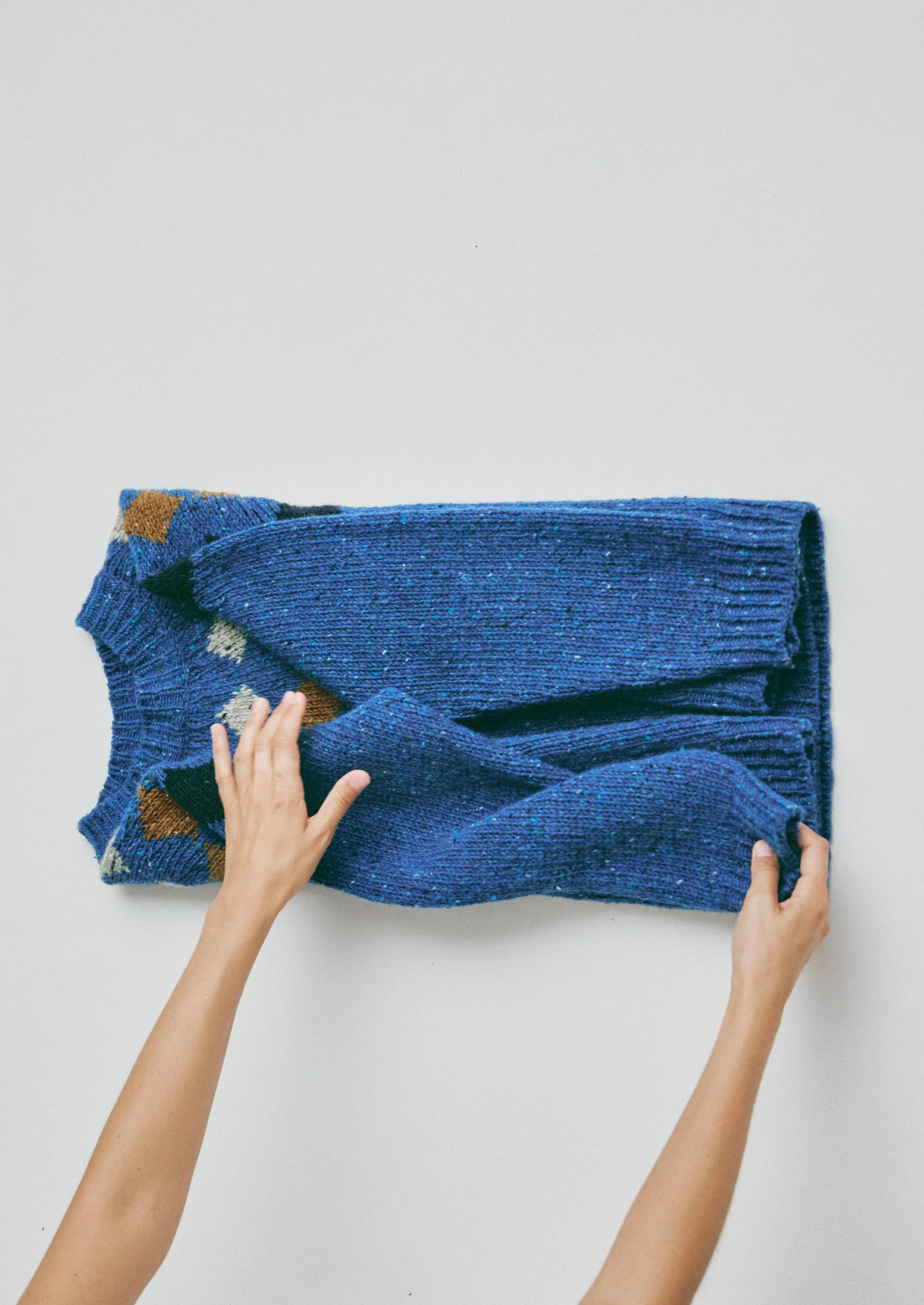 Donegal Diamond Yoke Sweater | Blue Multi - Image 6