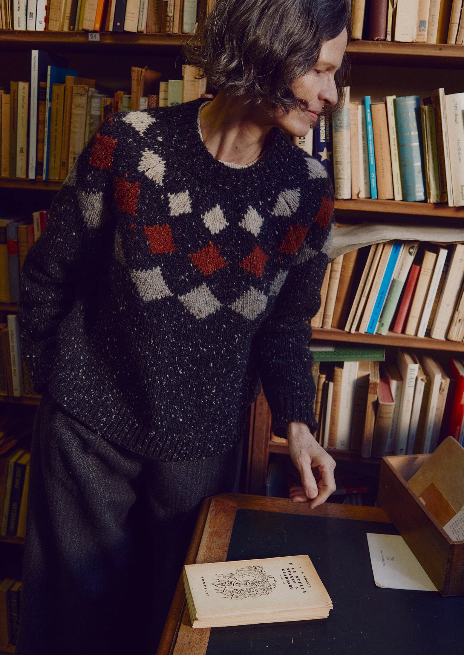 Donegal Diamond Yoke Sweater | Graphite Multi - Image 2
