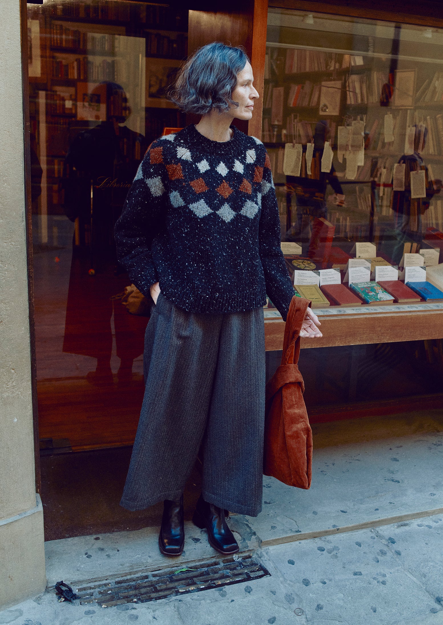 Donegal Diamond Yoke Sweater | Graphite Multi - Image 4