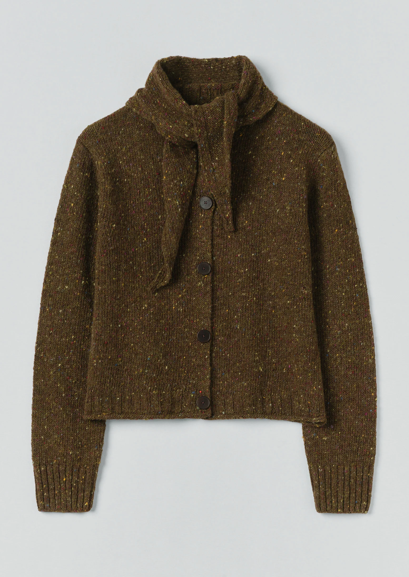 Donegal Merino Neckerchief Cardigan | Darkest Olive