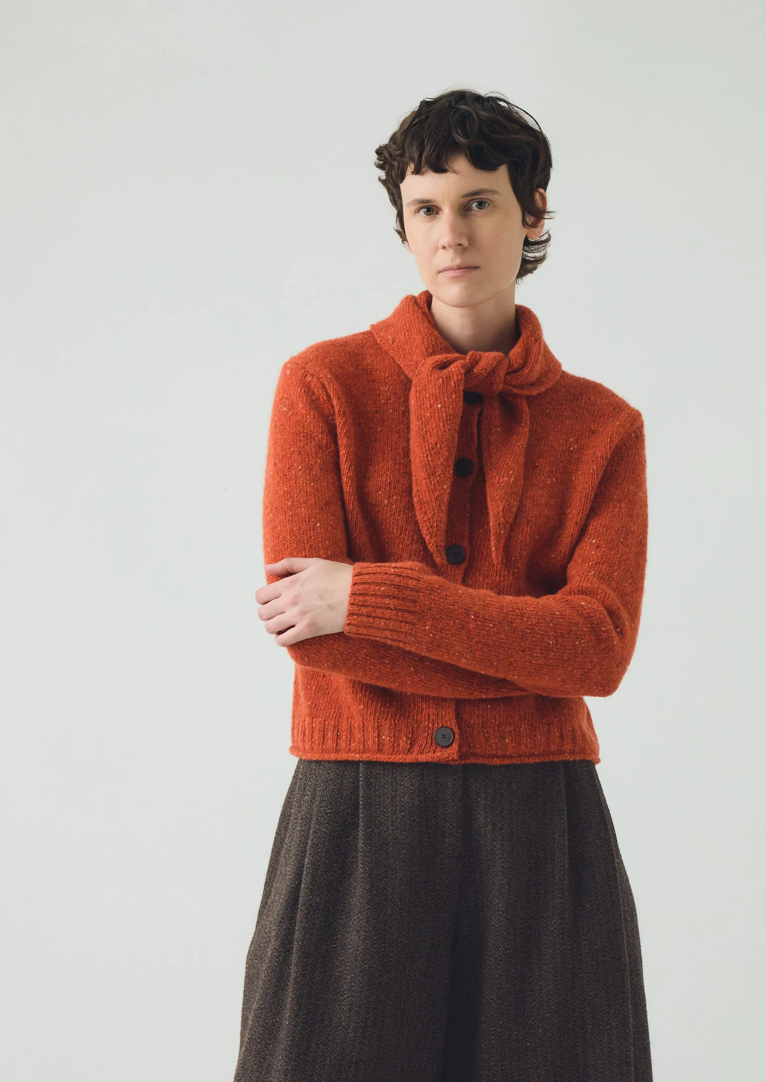 Donegal Merino Neckerchief Cardigan | Nasturtium - Image 2