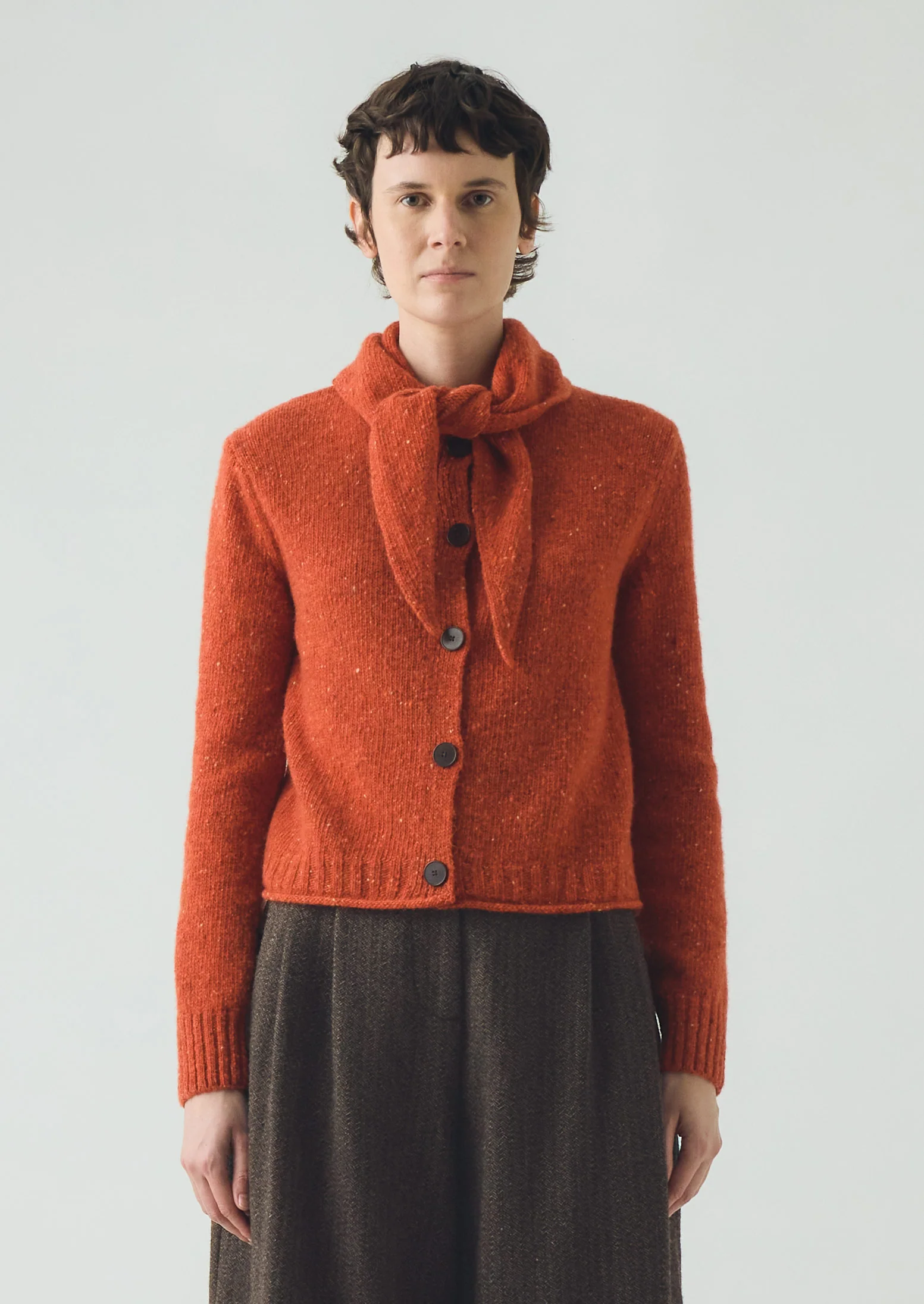 Donegal Merino Neckerchief Cardigan | Nasturtium - Image 4