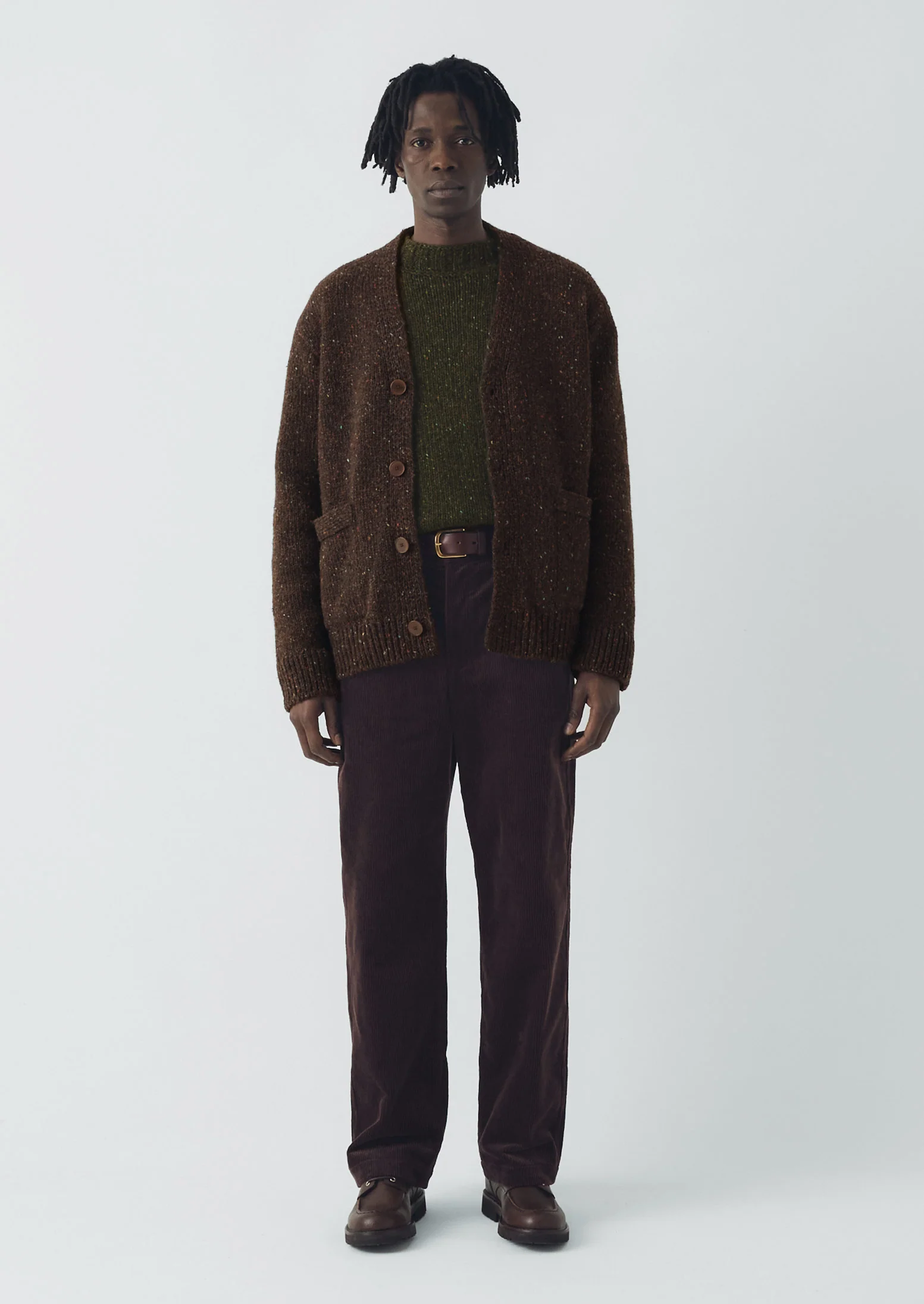 Donegal Wool V-Neck Cardigan | Bark - Image 3