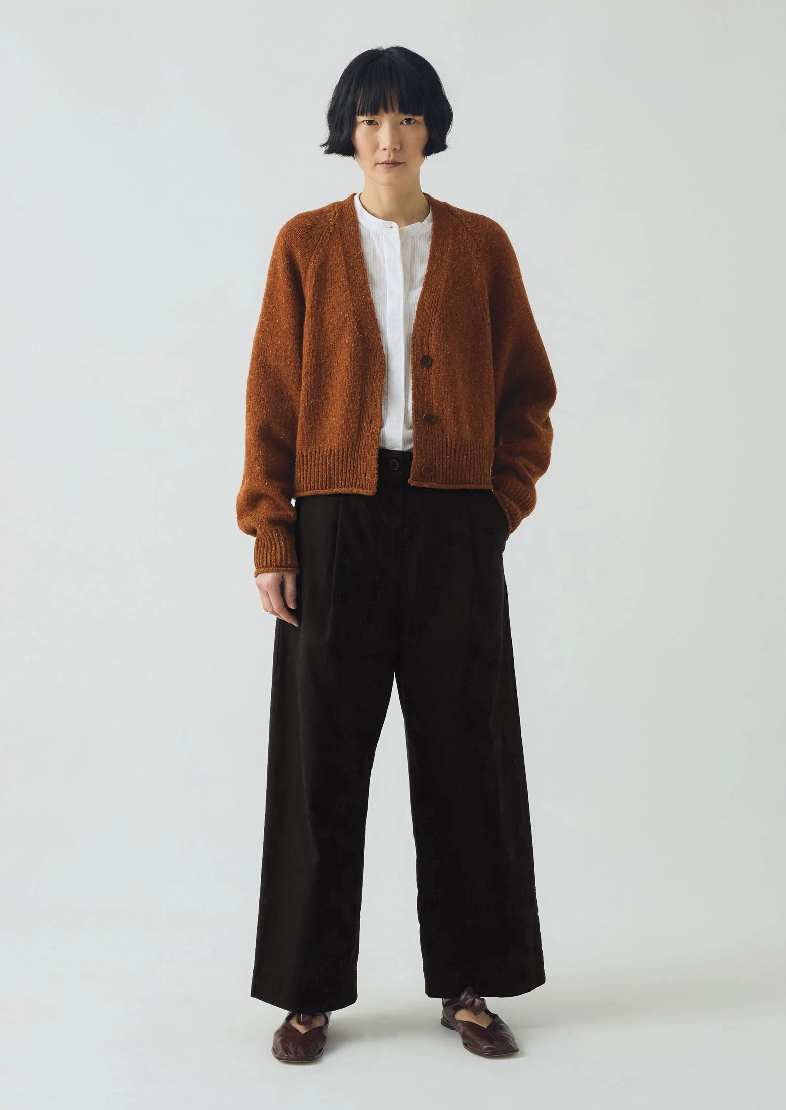 Donegal Wool V Neck Cardigan | Cinnamon - Image 2