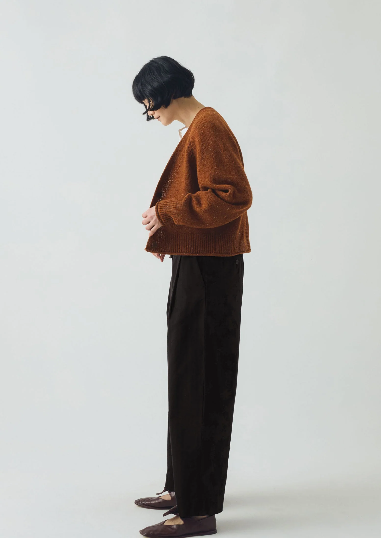Donegal Wool V Neck Cardigan | Cinnamon - Image 3