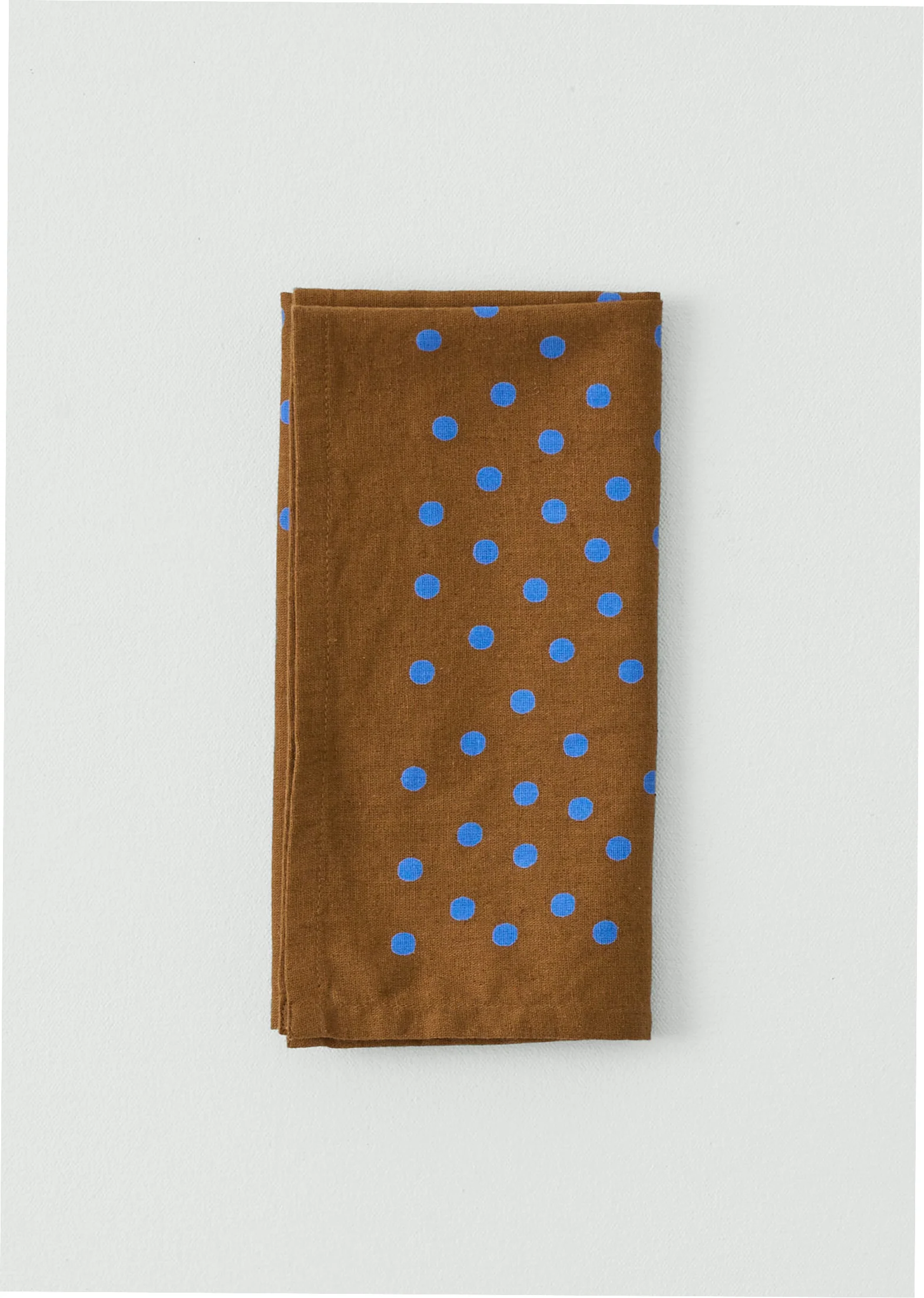 Dotty Print Cotton Linen Napkin | Ochre/Sea Blue