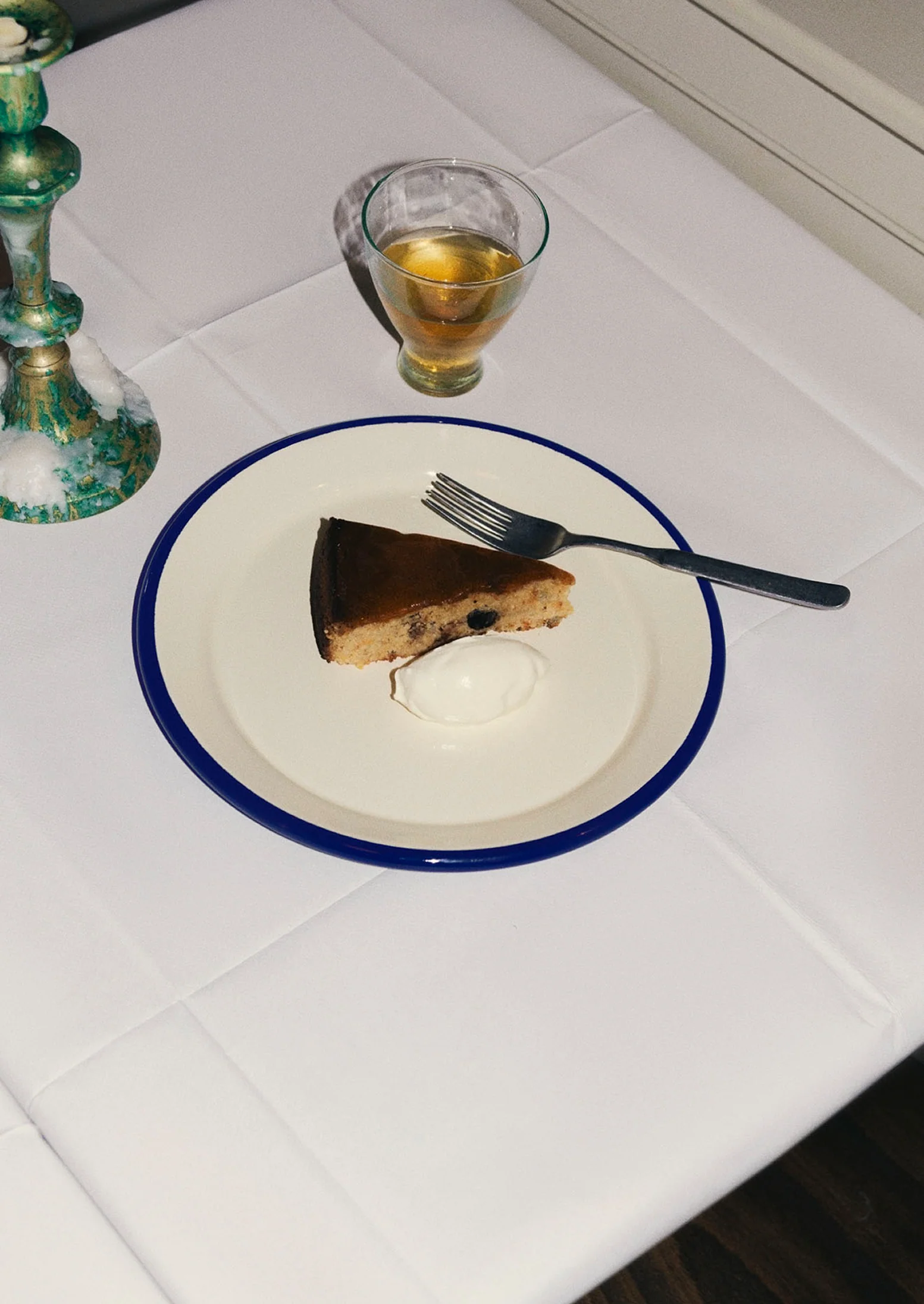 Enamel Dinner Plate | Cream/Blue - Image 4