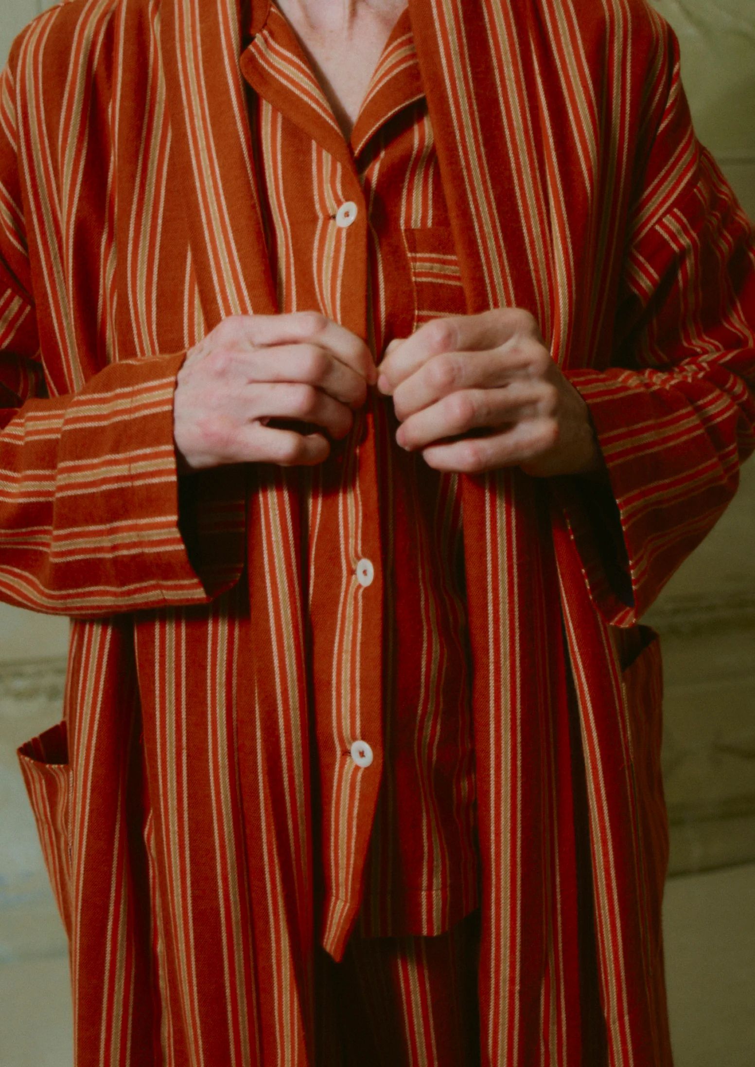 Forte Stripe Flannel Pyjamas | Auburn/Nasturtium - Image 3