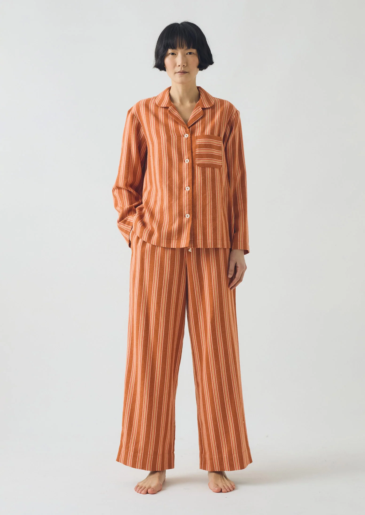 Forte Stripe Flannel Pyjamas | Auburn/Nasturtium - Image 4