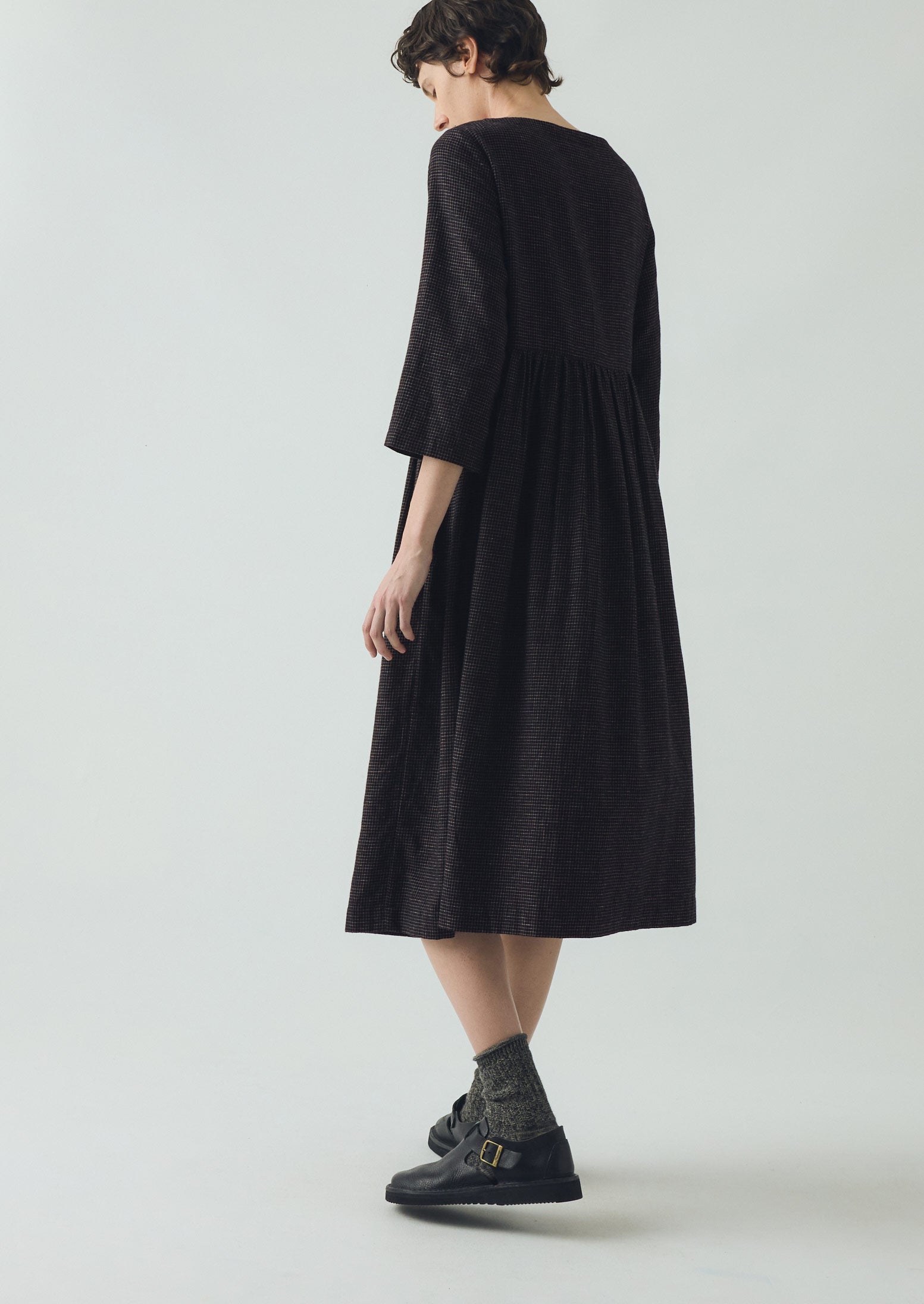 Freya Cotton Cashmere Dress | Black/Ecru - Image 5