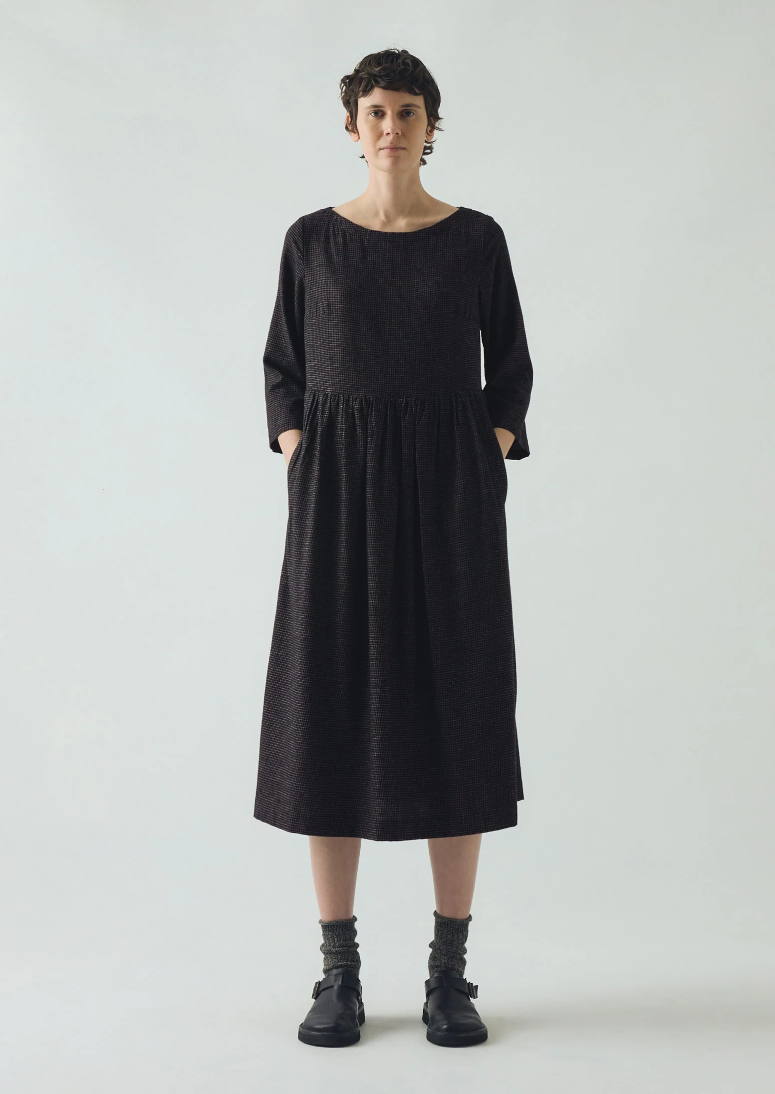 Freya Cotton Cashmere Dress | Black/Ecru - Image 6