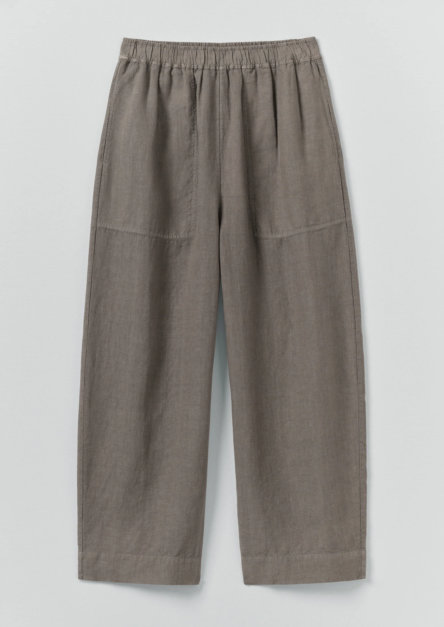 Garment Dyed Linen Barrel Leg Trousers | Iron