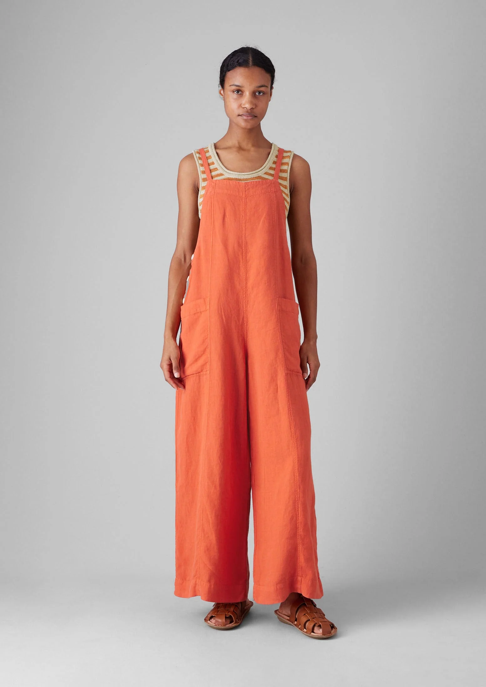 Garment Dyed Linen Pocket Jumpsuit | Red Chilli - Image 3
