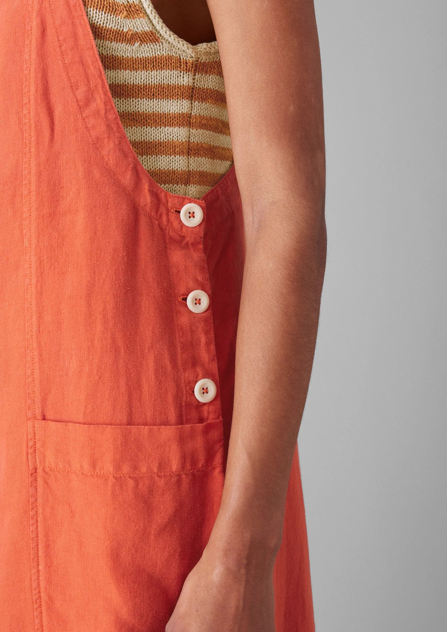 Garment Dyed Linen Pocket Jumpsuit | Red Chilli - Image 5