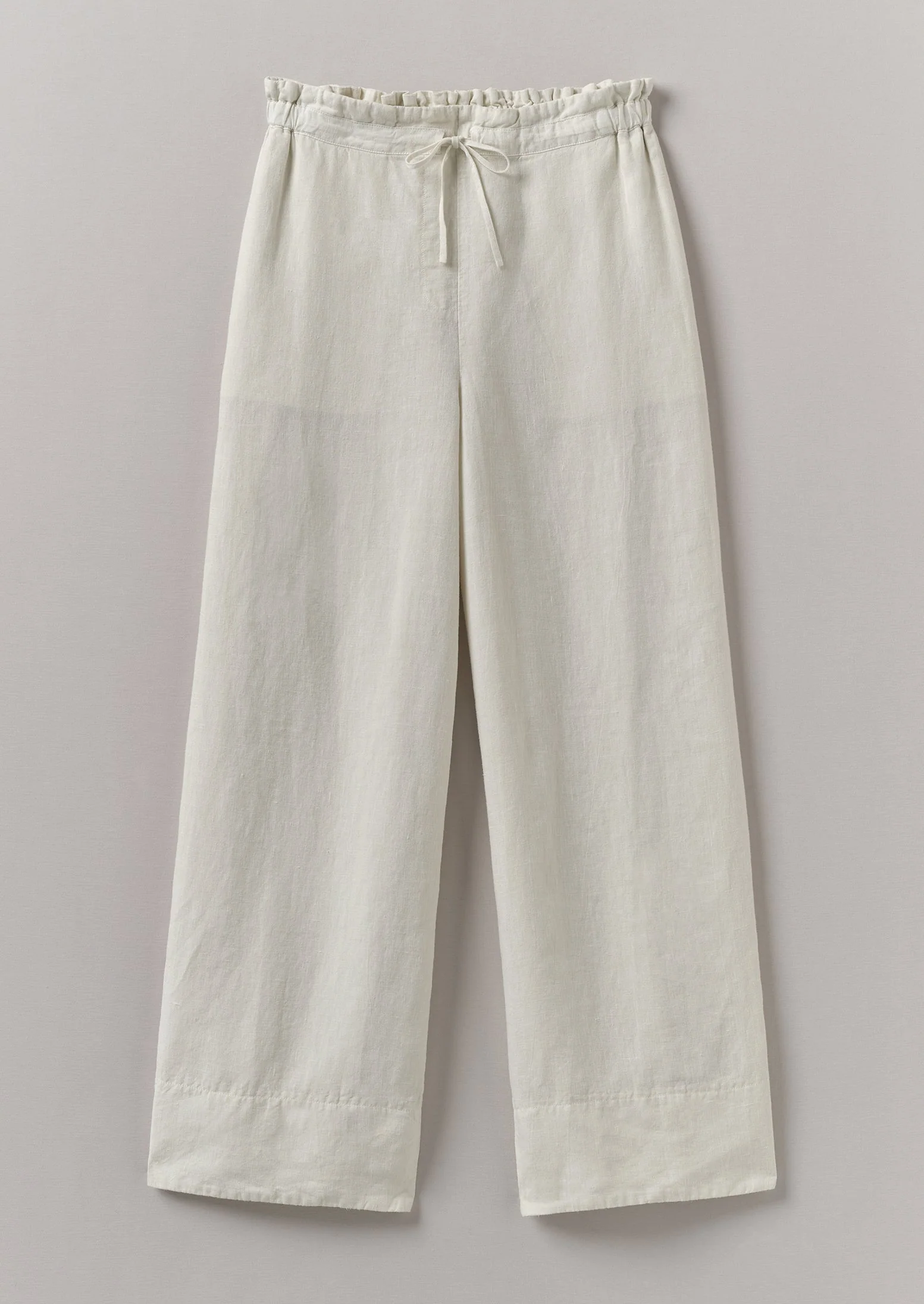 Garment Dyed Linen Wide Leg Trousers | Oat
