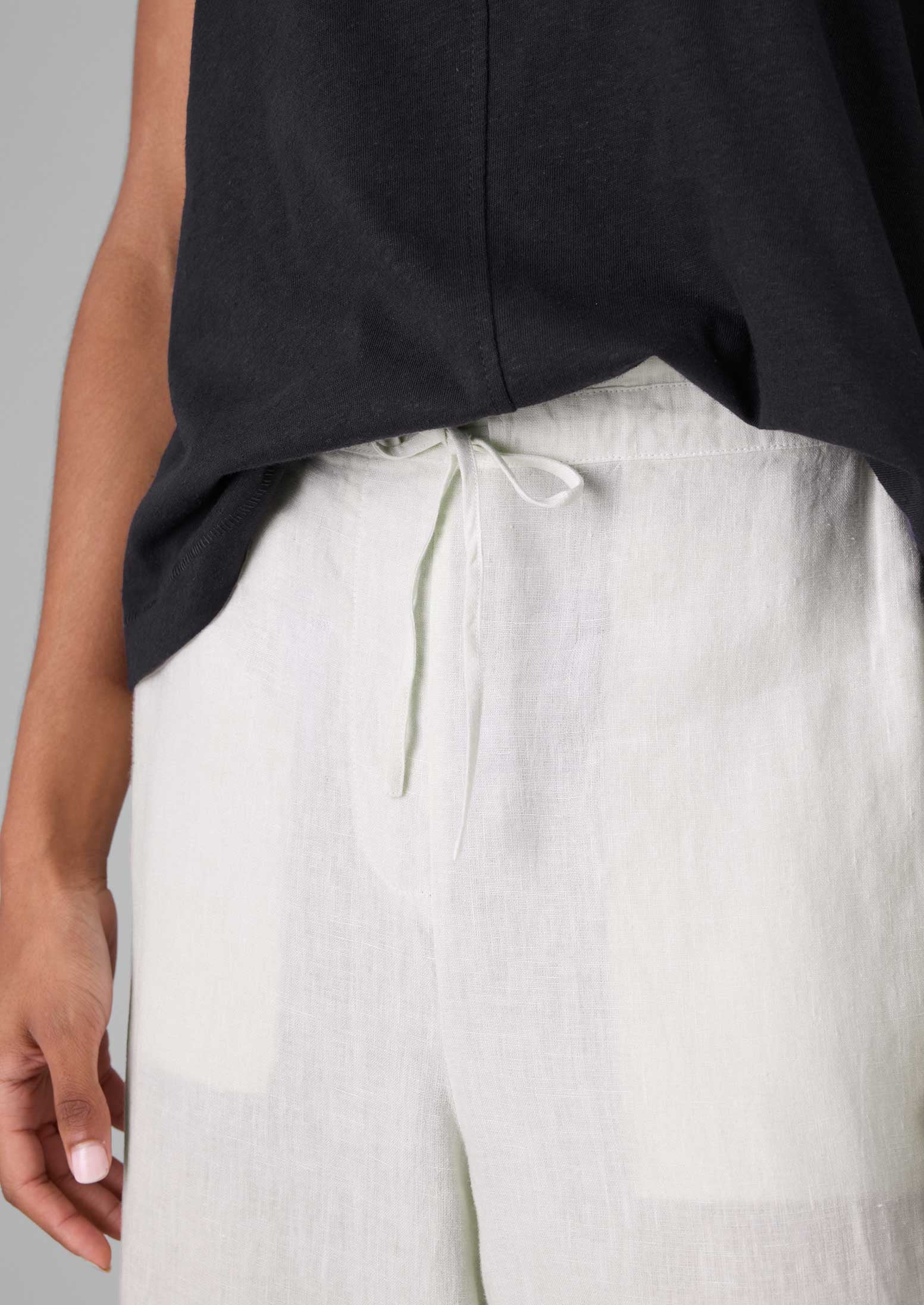 Garment Dyed Linen Wide Leg Trousers | Oat - Image 3