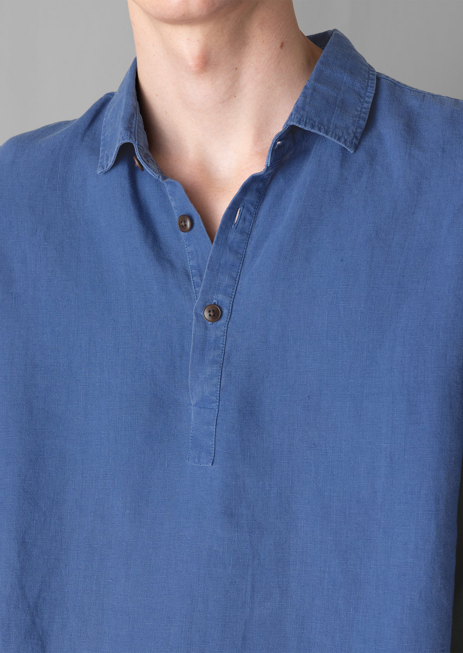 Half Placket Linen Shirt | Cobalt - Image 3