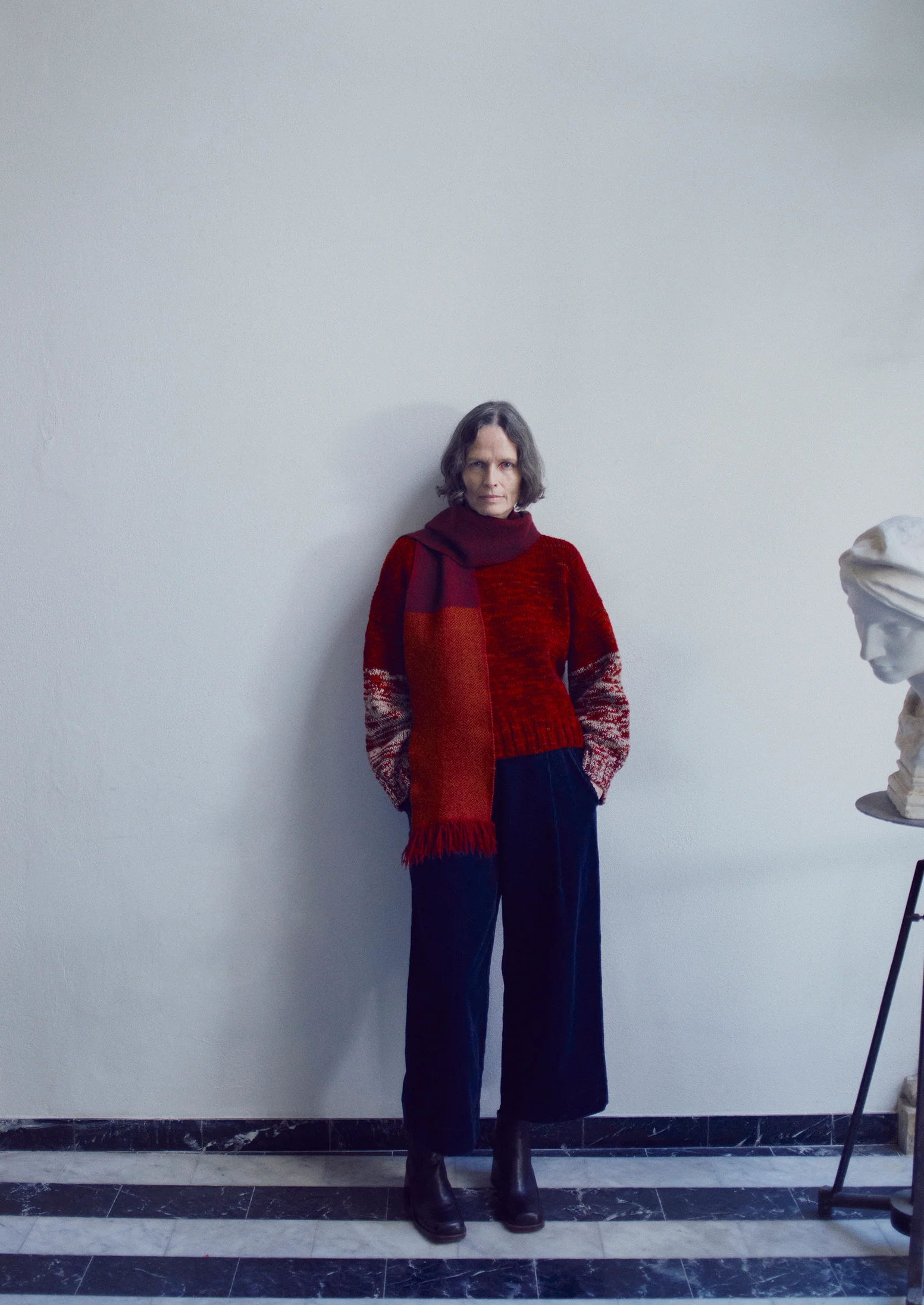 Hand Dyed High Neck Sweater | Claret Red - Image 3