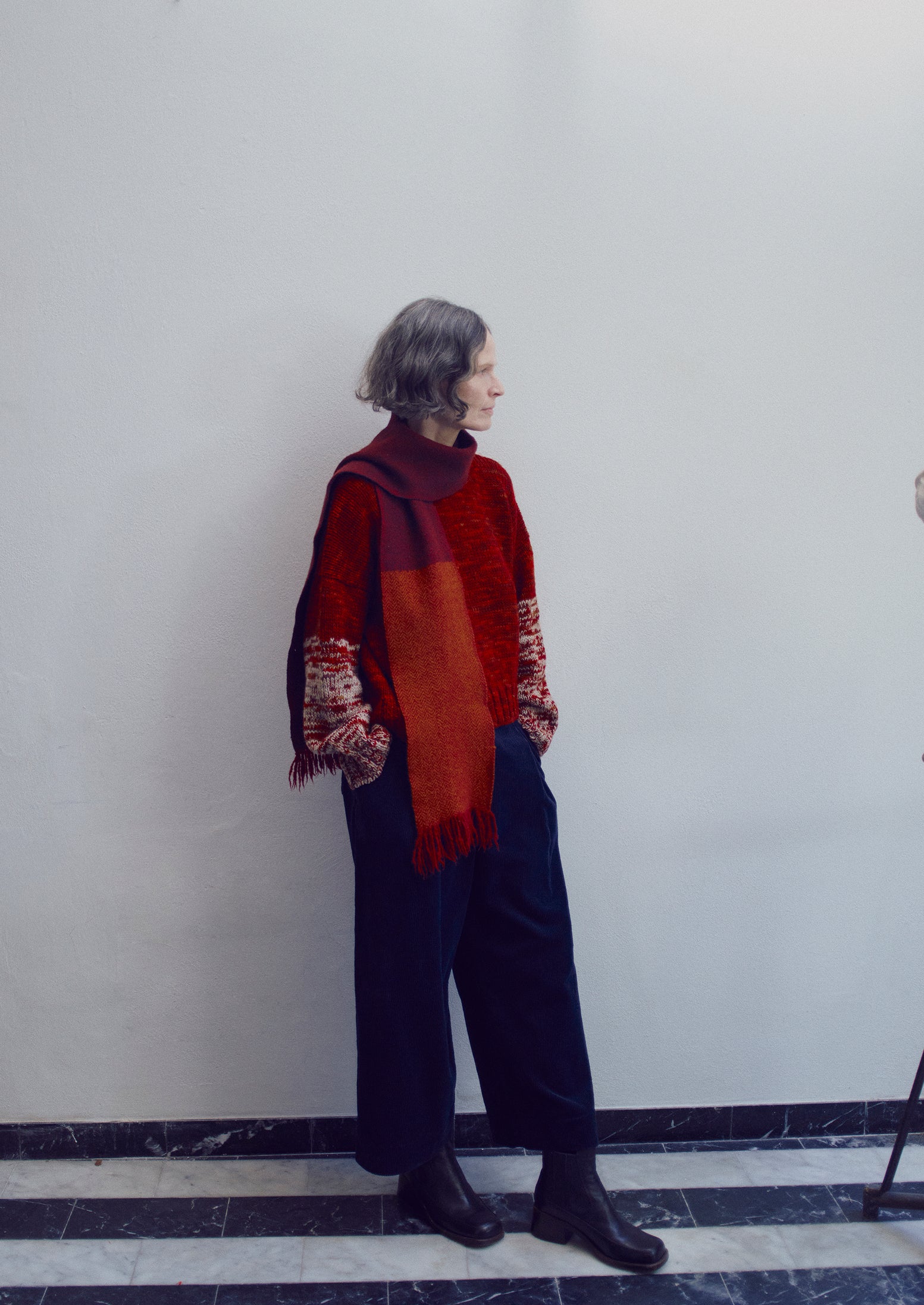 Hand Dyed High Neck Sweater | Claret Red - Image 4