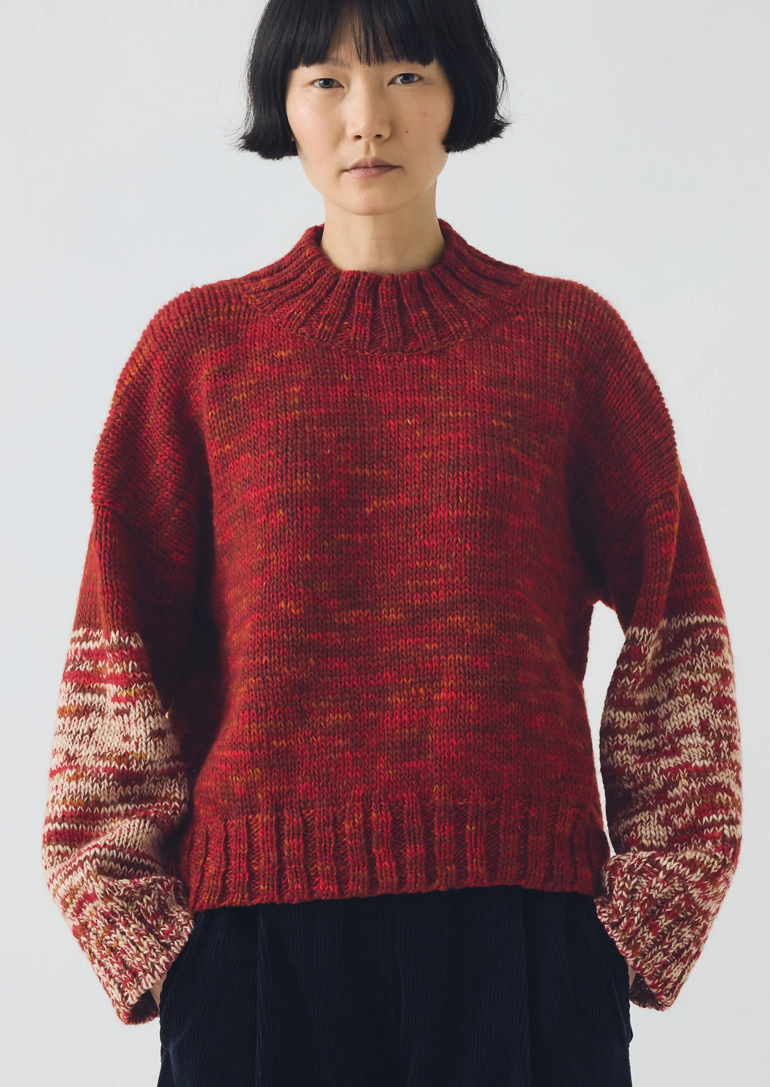 Hand Dyed High Neck Sweater | Claret Red - Image 5