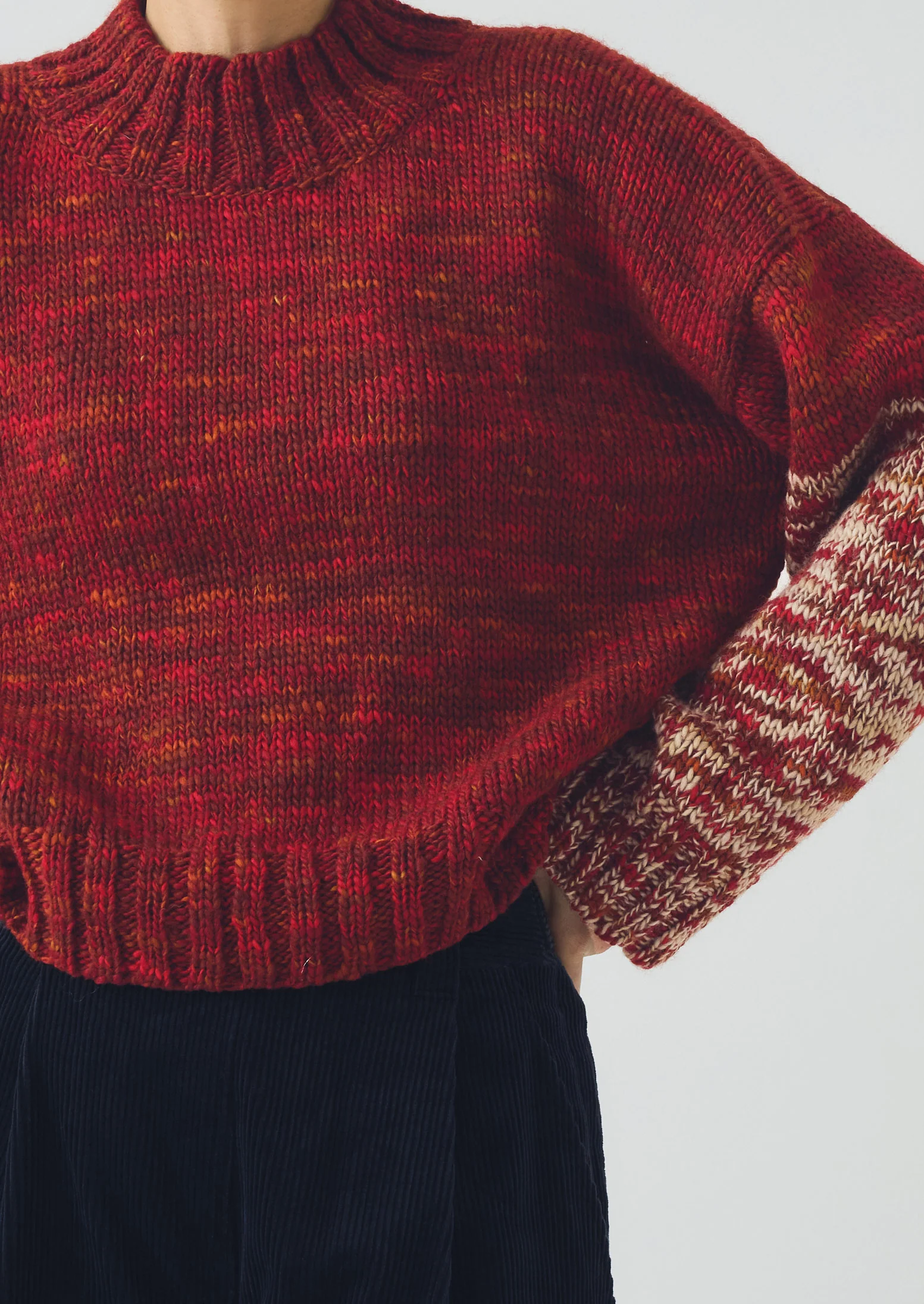 Hand Dyed High Neck Sweater | Claret Red - Image 6