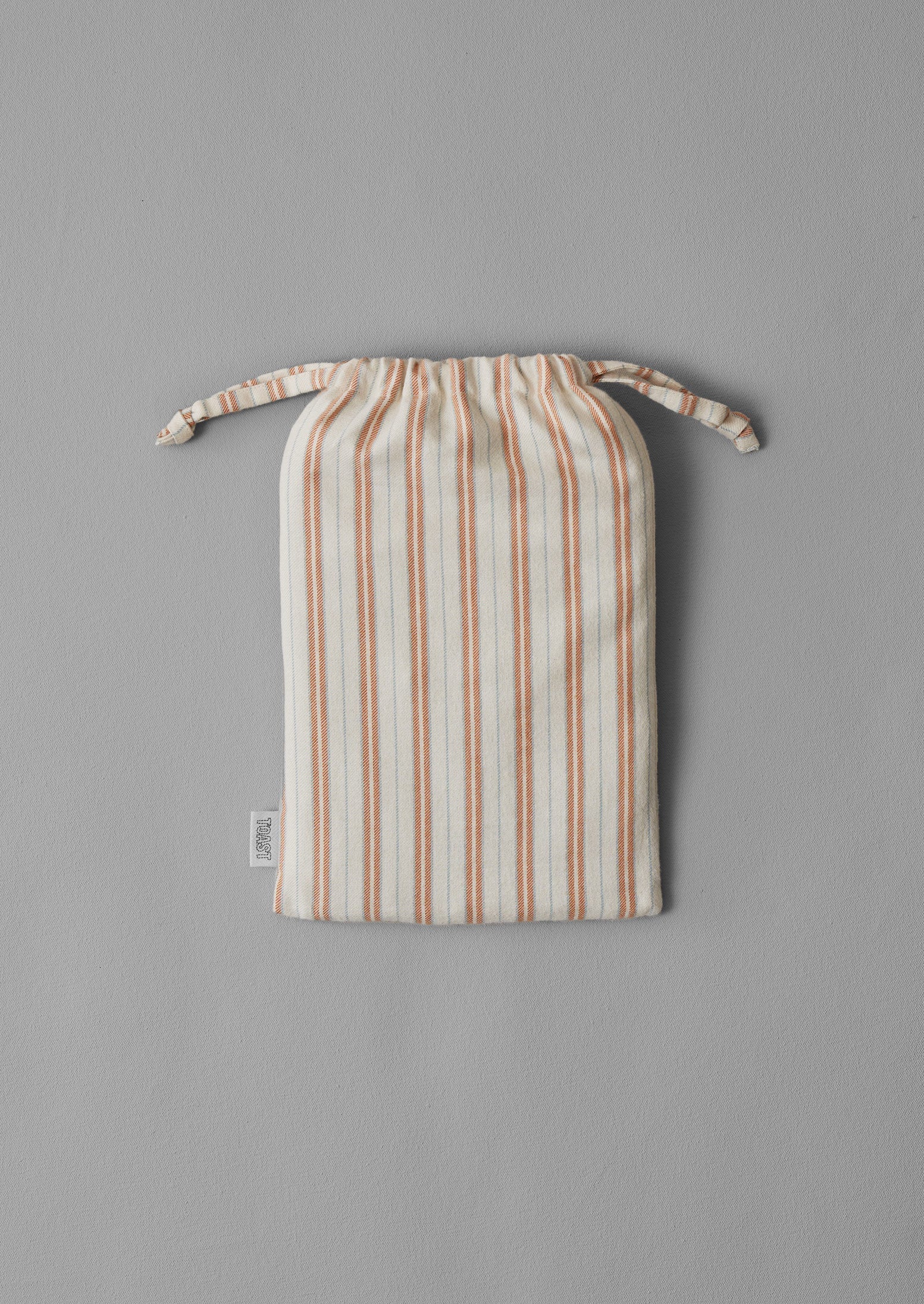 Ines Stripe Cotton Flannel Duvet Cover | Apricot/Soft Blue - Image 8