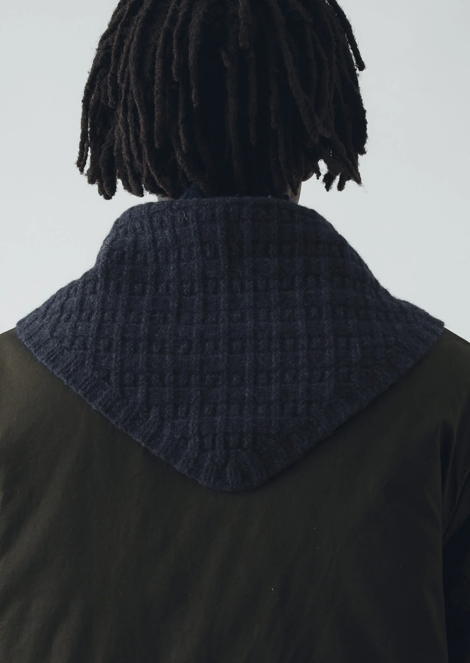 Knitted Wool Bandana | Indigo Melange - Image 6