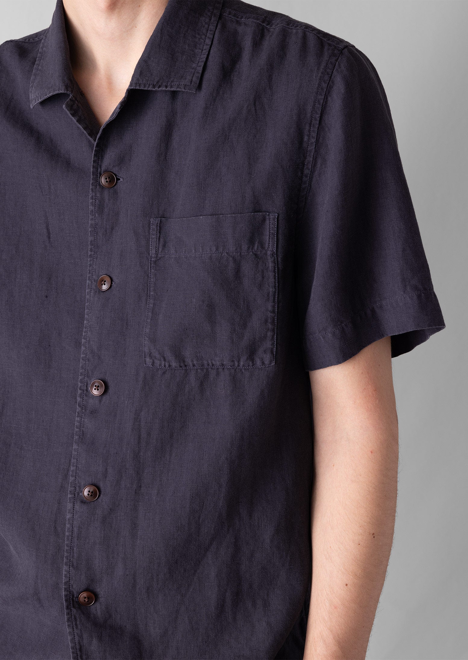 Linen Short Sleeve Shirt | Slate - Image 3