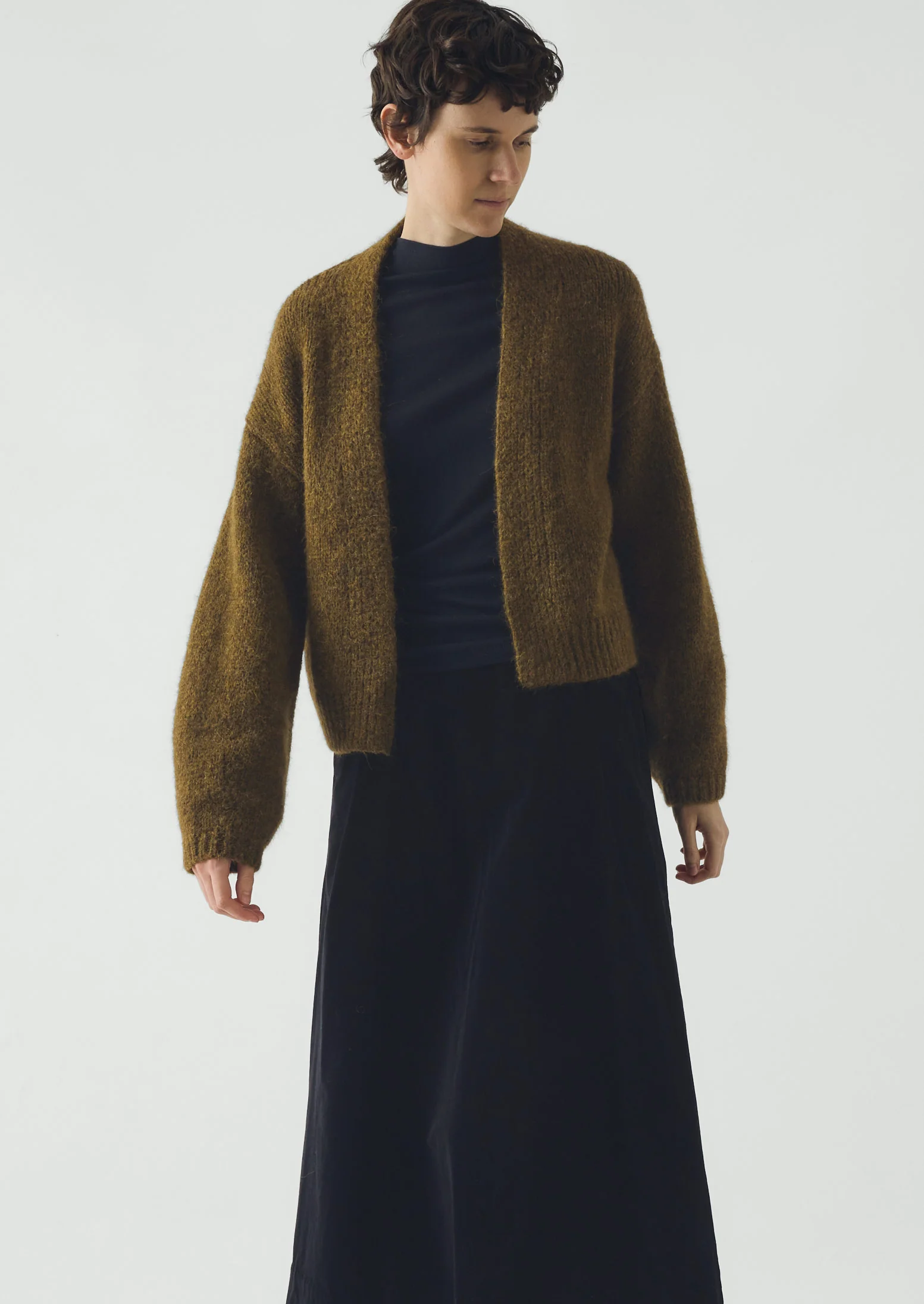 Lofty Alpaca Blend Cardigan | Olive Melange - Image 4