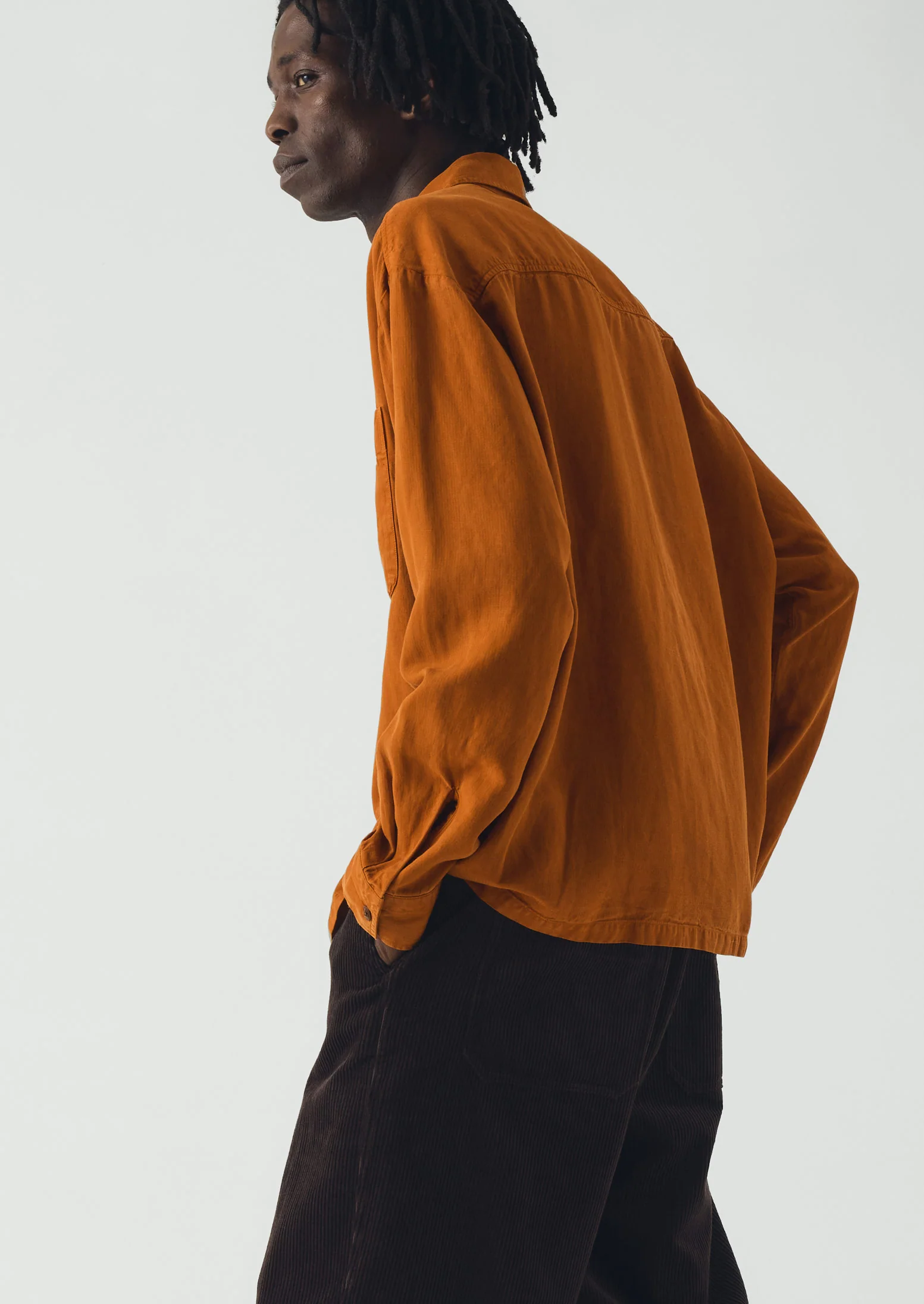 Lyocell Linen Herringbone Shirt | Light Umber - Image 3