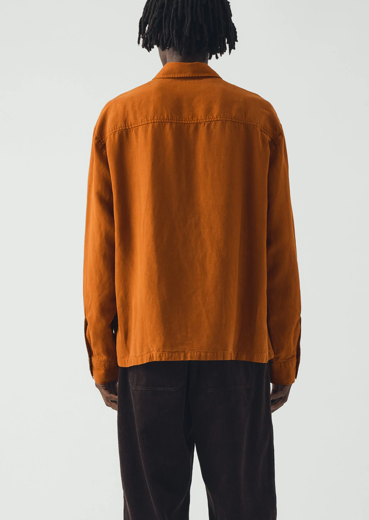 Lyocell Linen Herringbone Shirt | Light Umber - Image 4