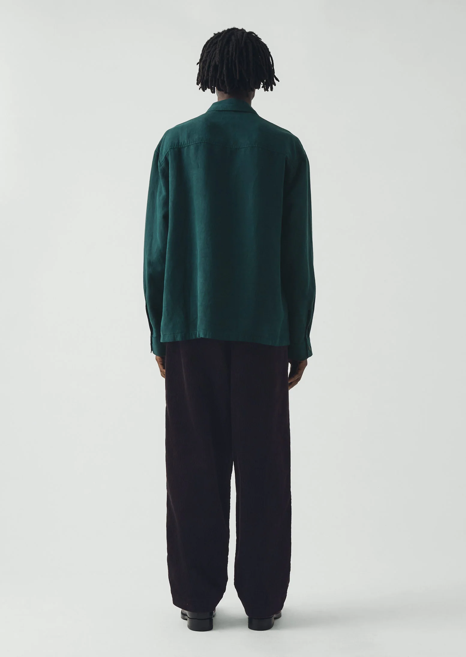 Lyocell Linen Herringbone Shirt | Peacock Blue - Image 5