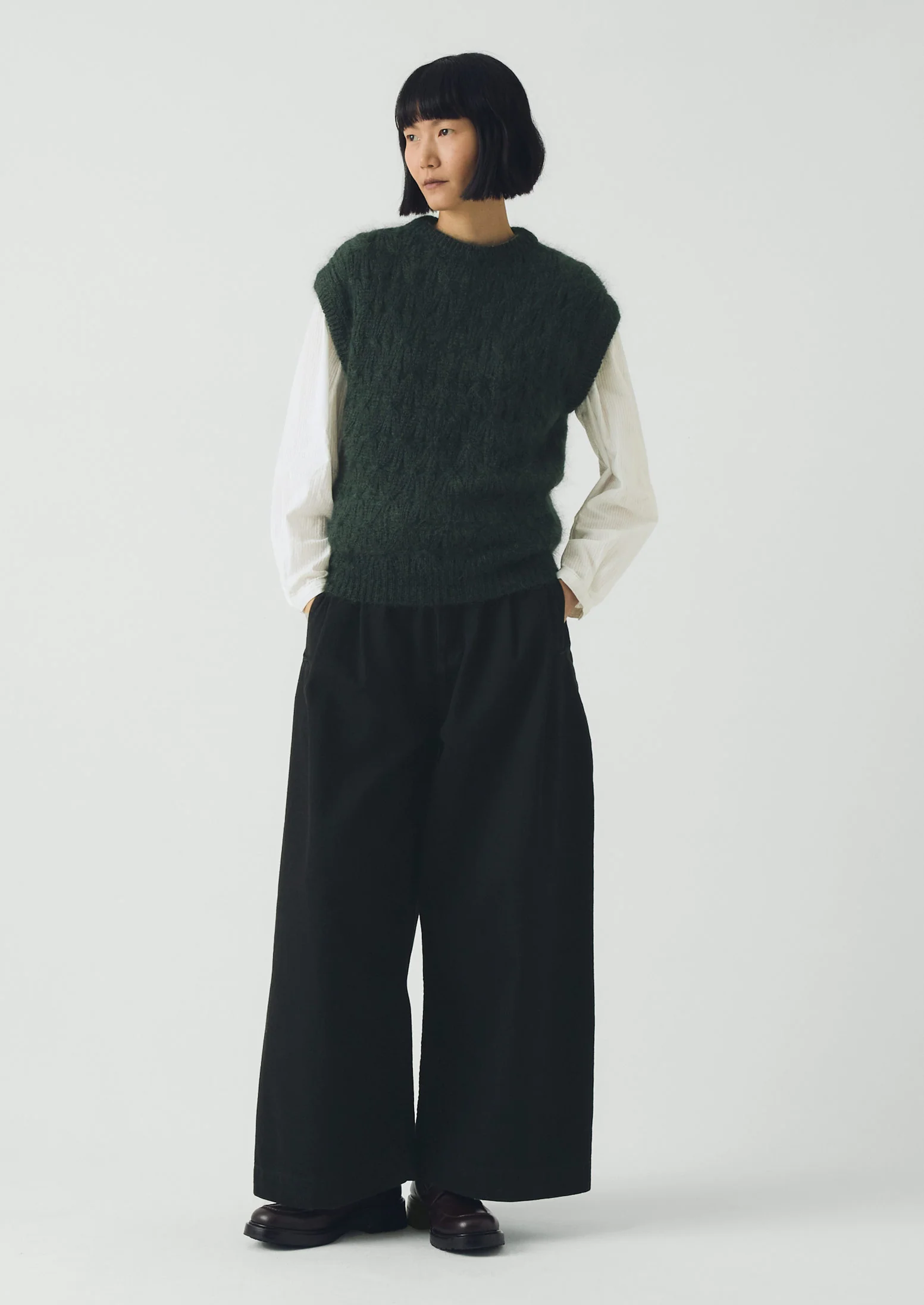 Mohair Cotton Lace Cable Tank | Oil - Image 2