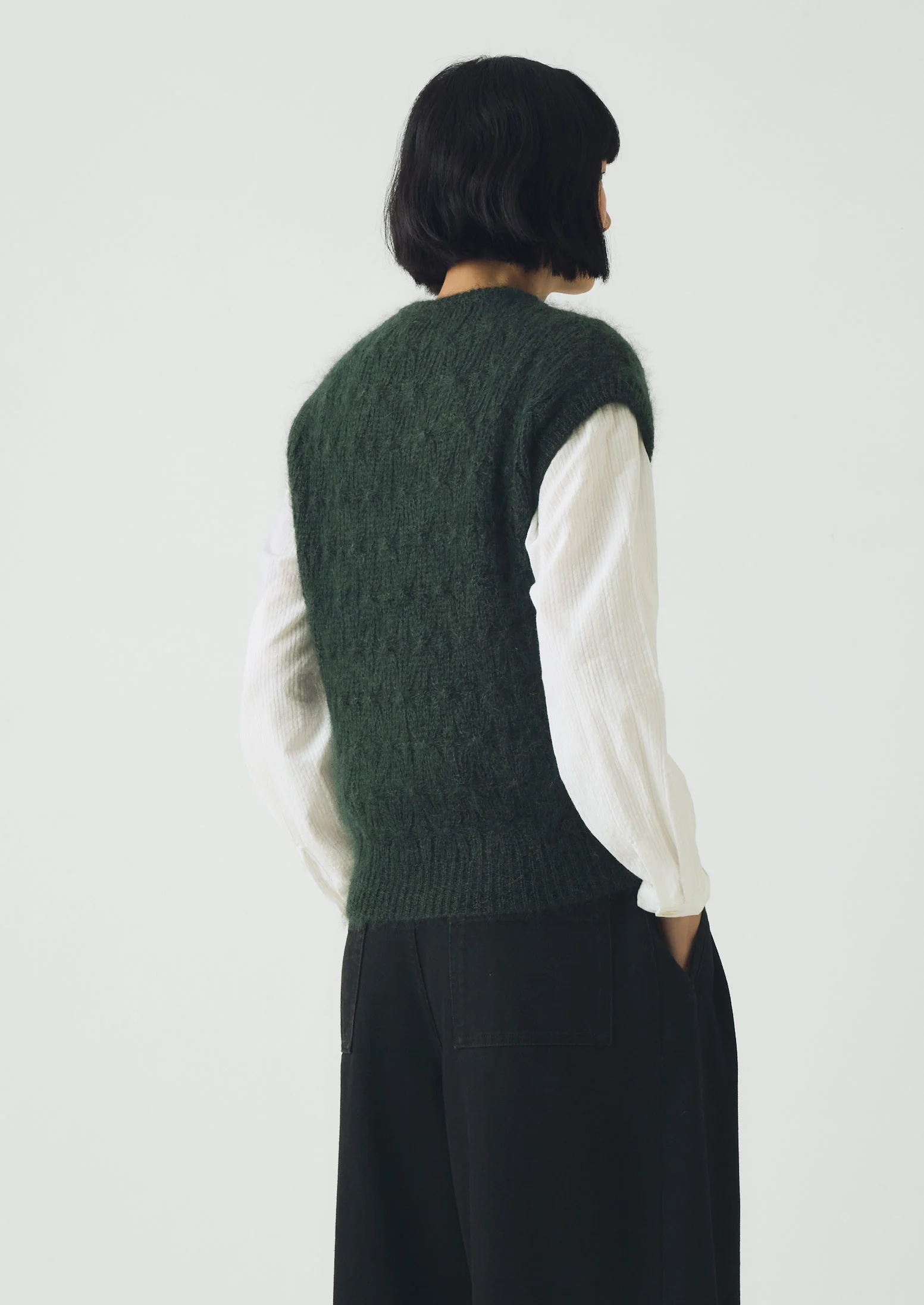 Mohair Cotton Lace Cable Tank | Oil - Image 3