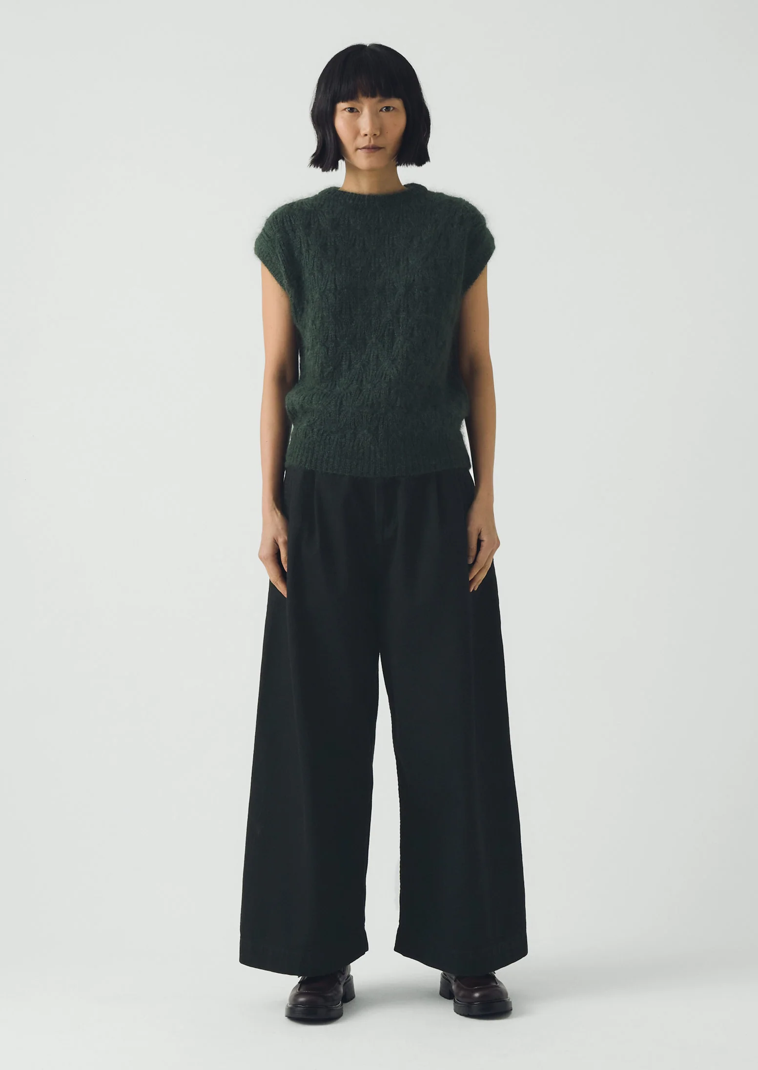Mohair Cotton Lace Cable Tank | Oil - Image 5