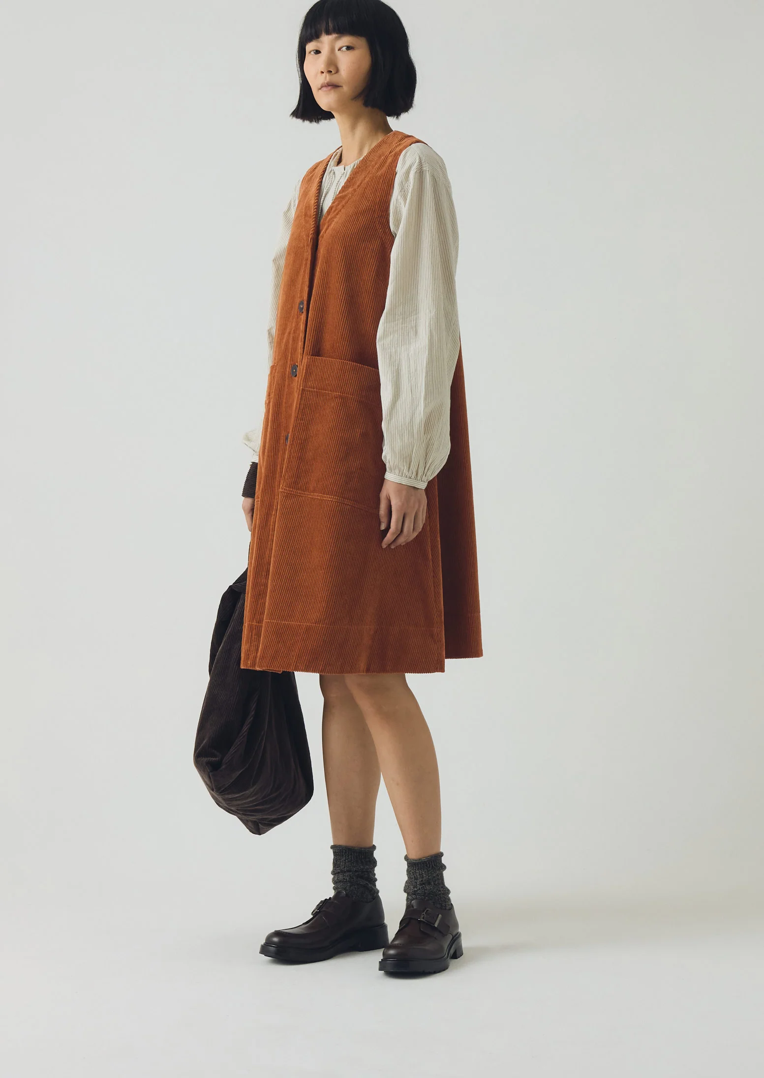 Organic Cord A Line Dress | Burnt Sienna - Image 4