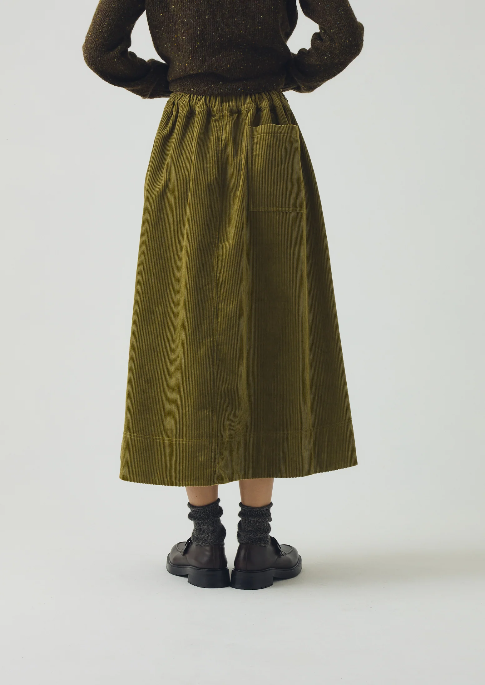 Organic Cord A Line Skirt | Antique Olive - Image 3