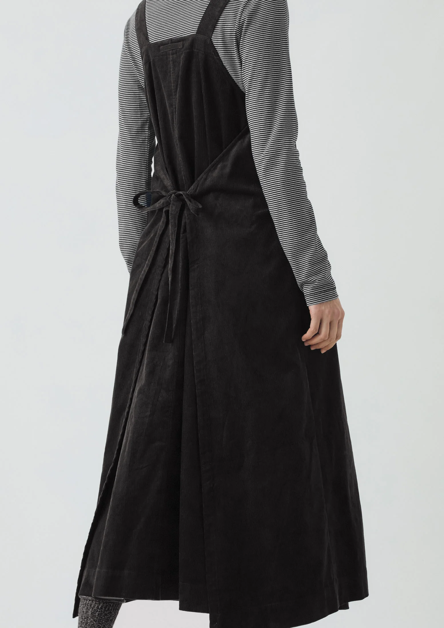 Organic Cord Apron Dress | Charcoal - Image 7