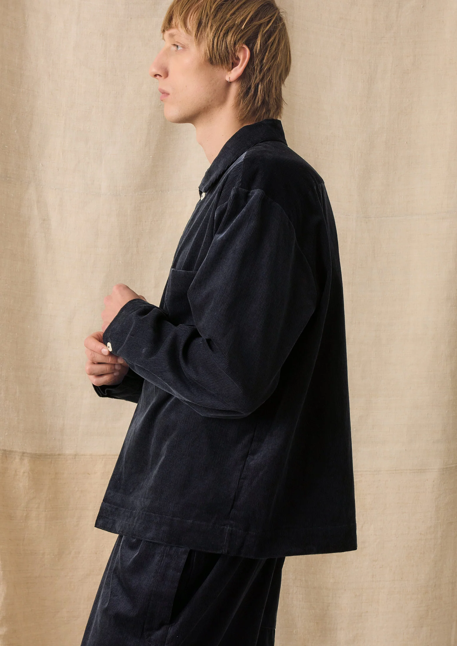 Organic Cord Smock Popover Shirt | Midnight - Image 3