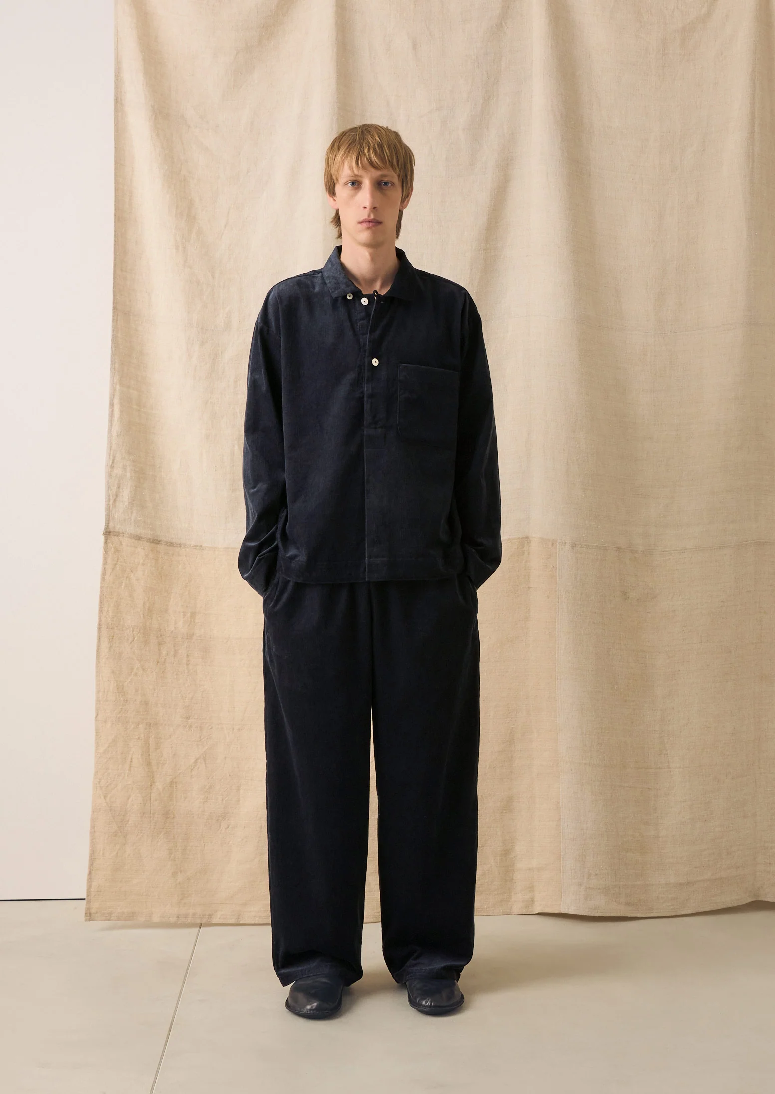 Organic Cord Smock Popover Shirt | Midnight - Image 6